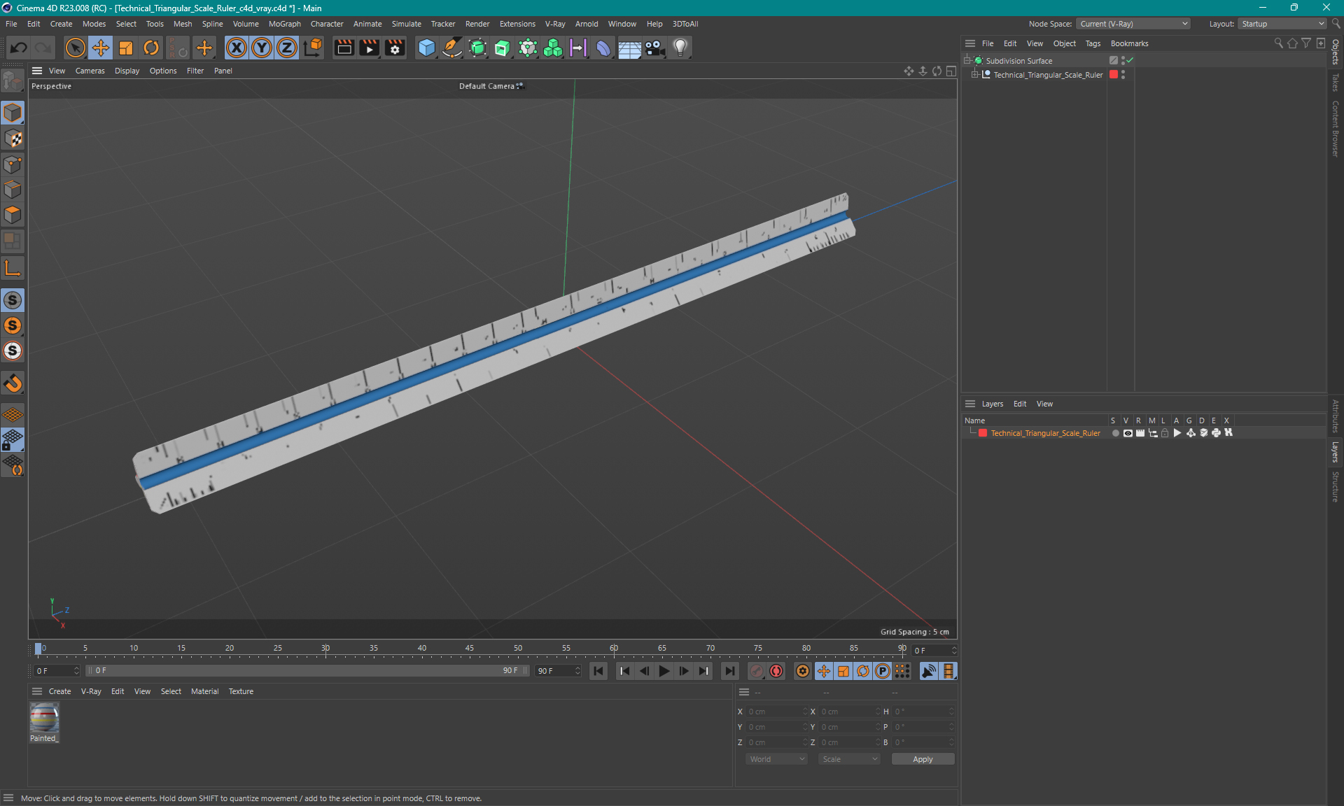 Technical Triangular Scale Ruler 3D