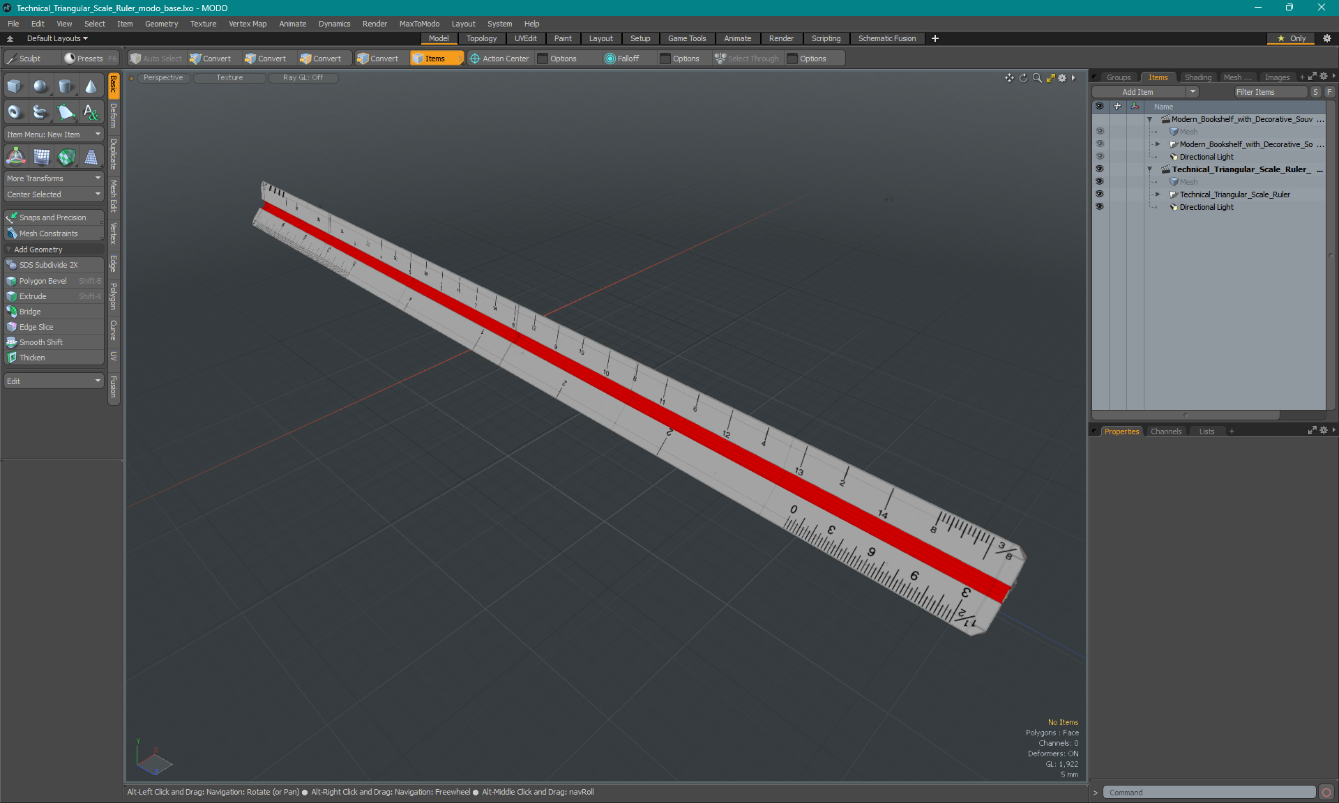 Technical Triangular Scale Ruler 3D