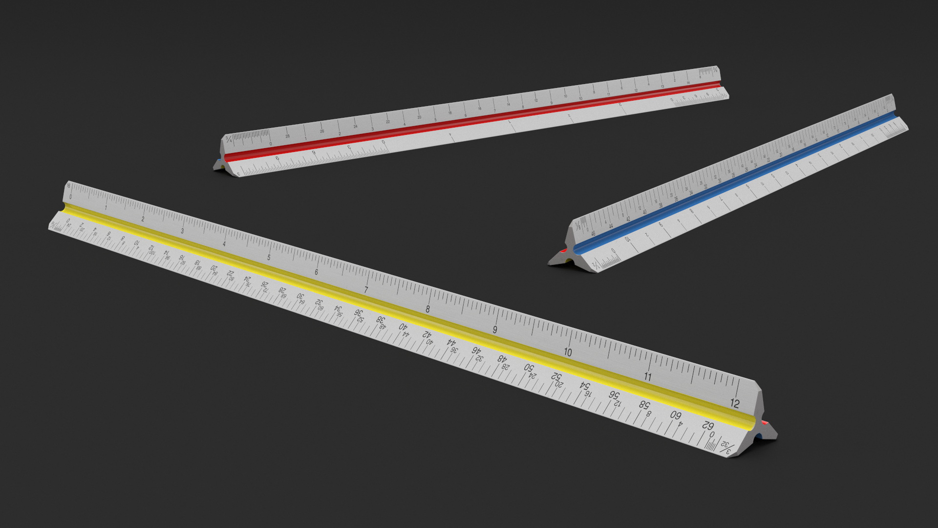 Technical Triangular Scale Ruler 3D