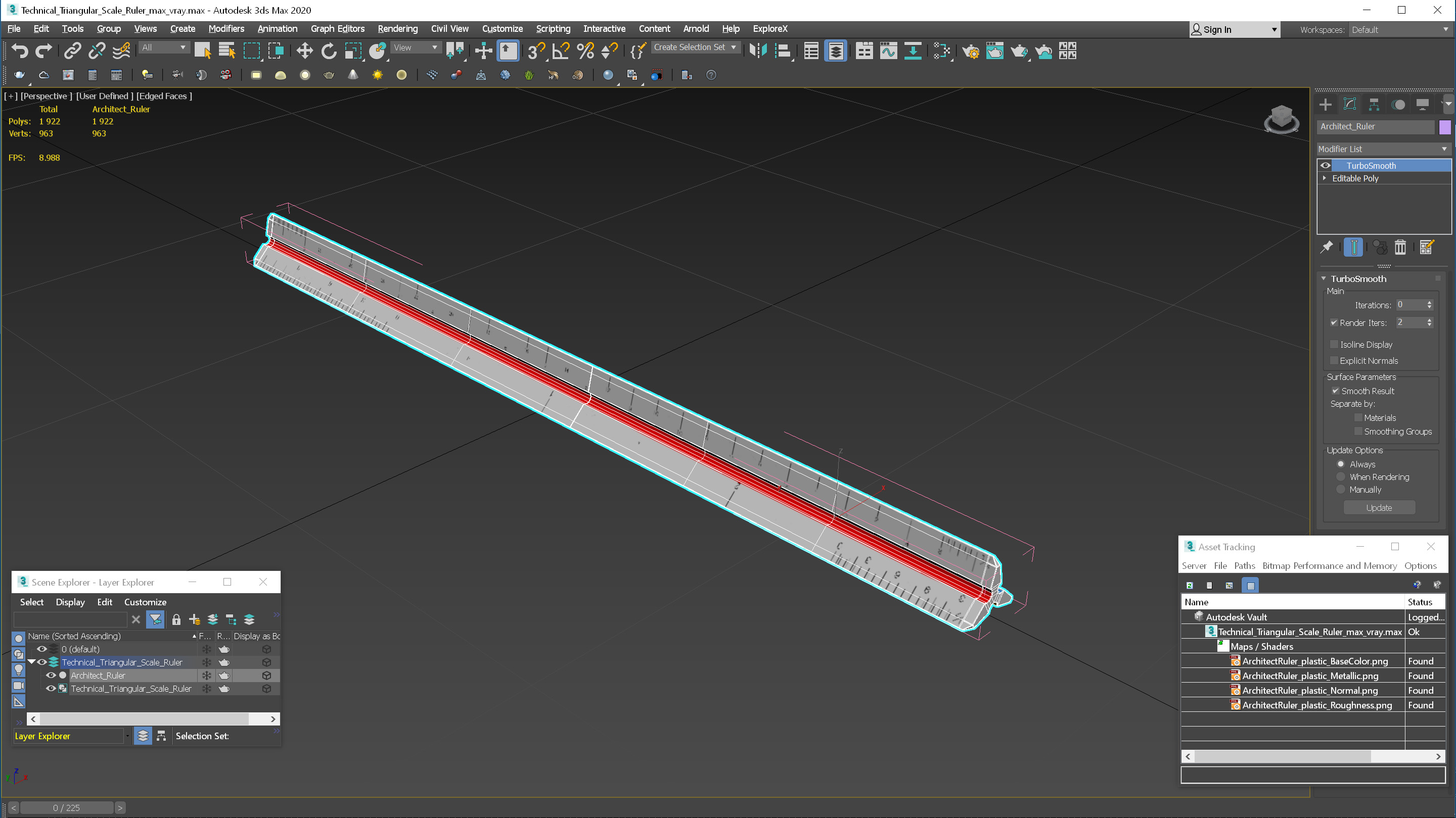 Technical Triangular Scale Ruler 3D