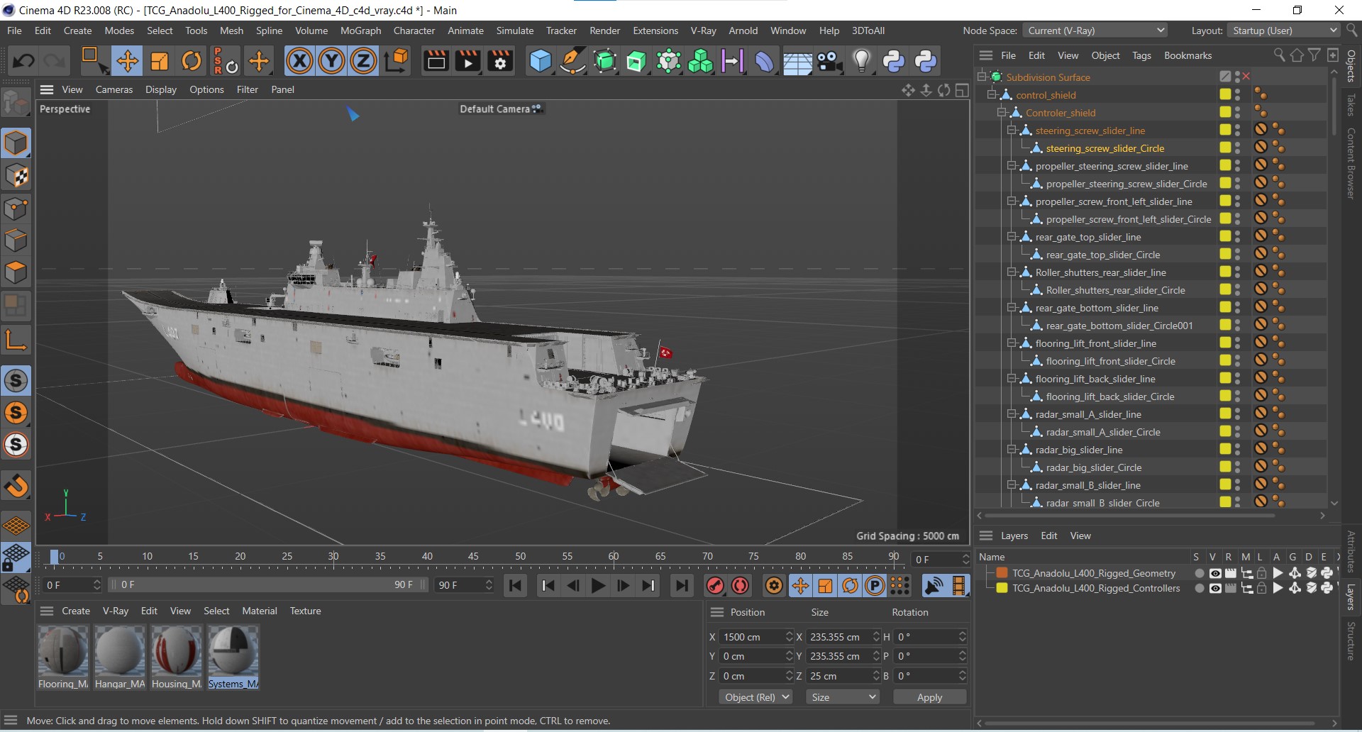 TCG Anadolu L400 Rigged for Cinema 4D 3D