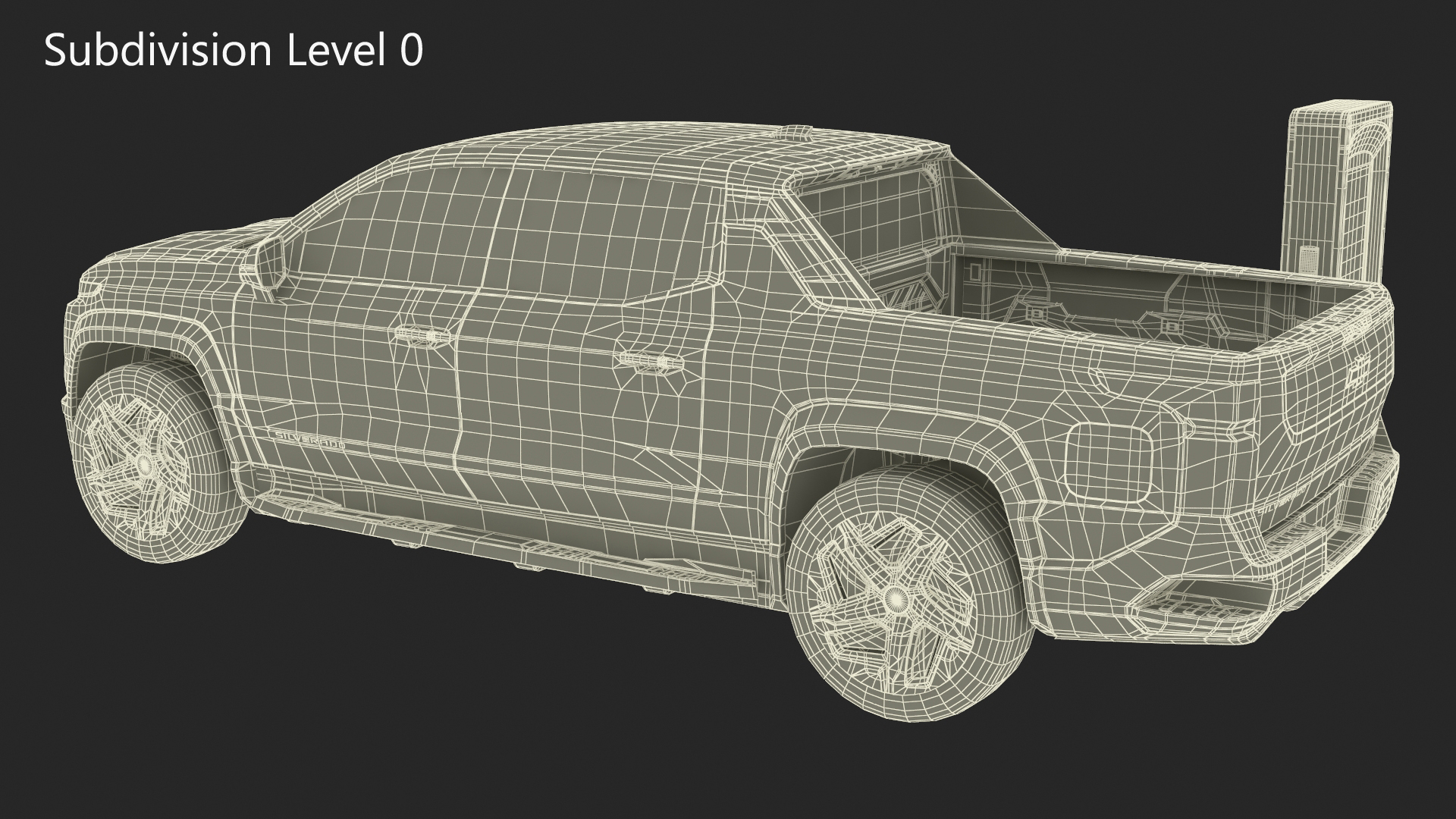 3D Chevrolet Silverado EV Gray with Volta Electric Car Charging Station model