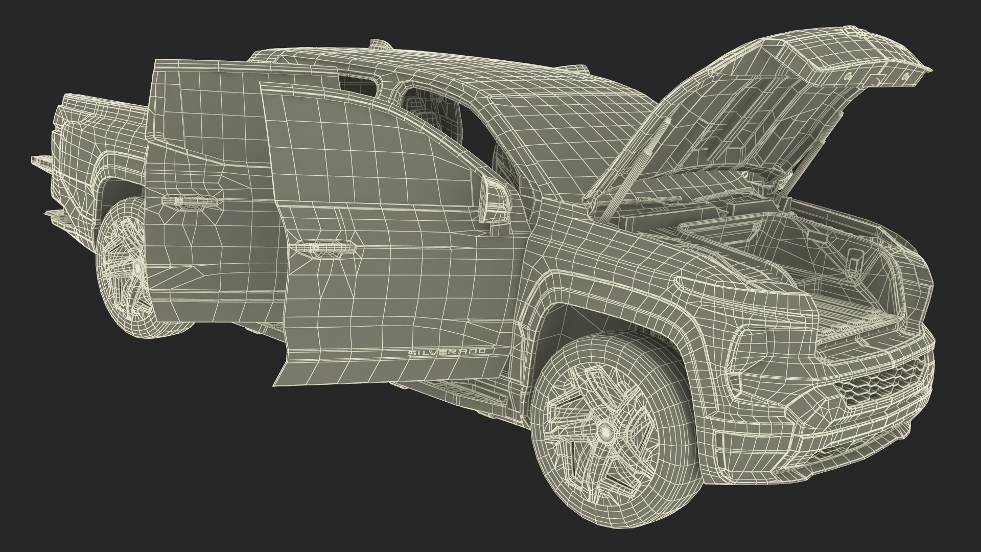 3D Chevrolet Silverado EV Gray with Volta Electric Car Charging Station model