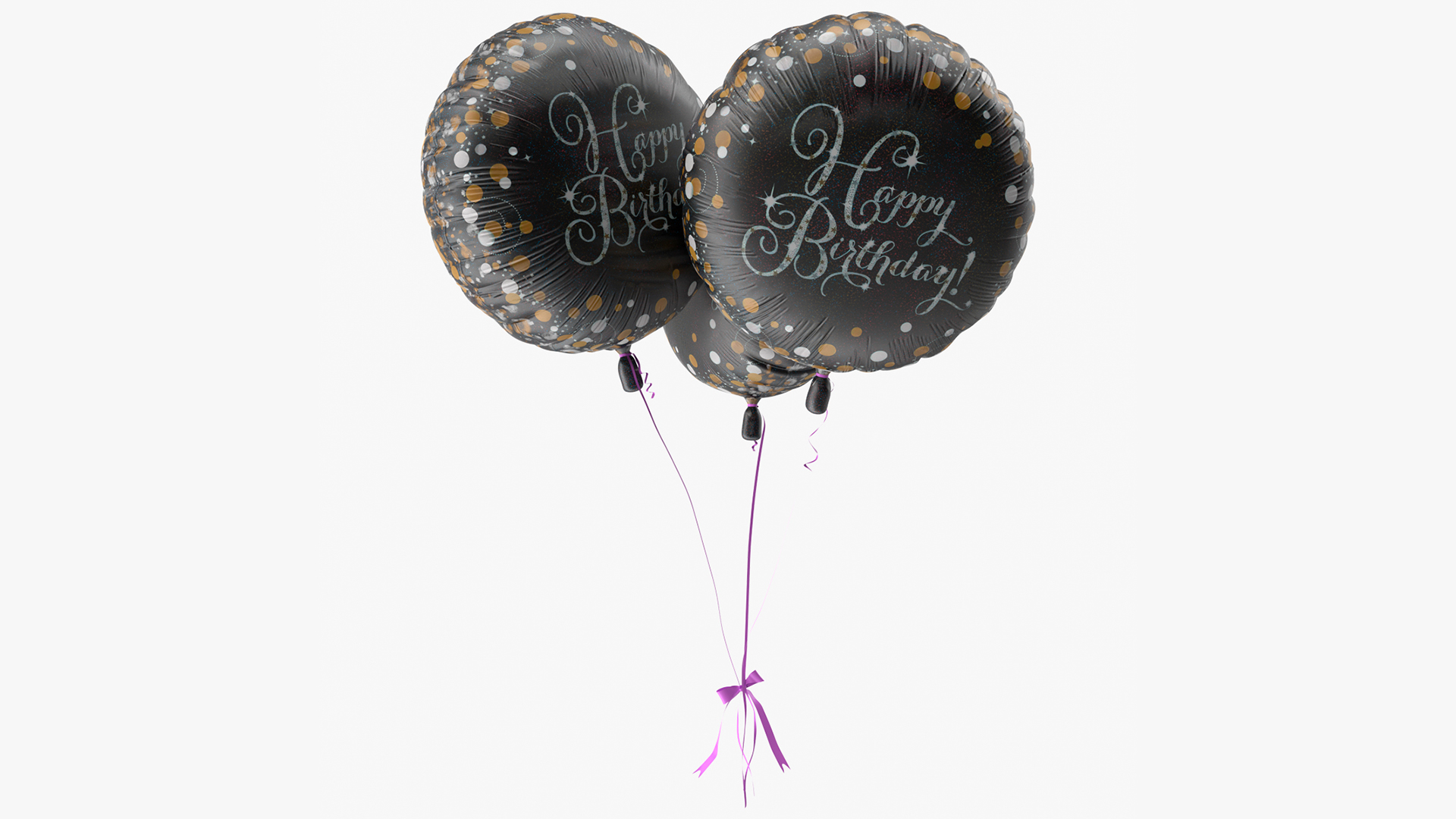 Three Happy Birthday Balloons 3D model