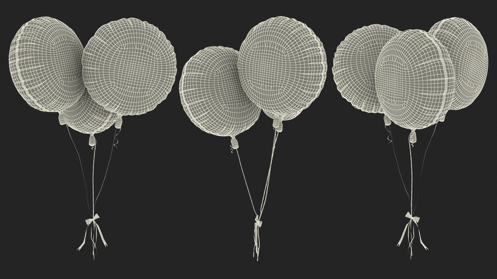 Three Happy Birthday Balloons 3D model