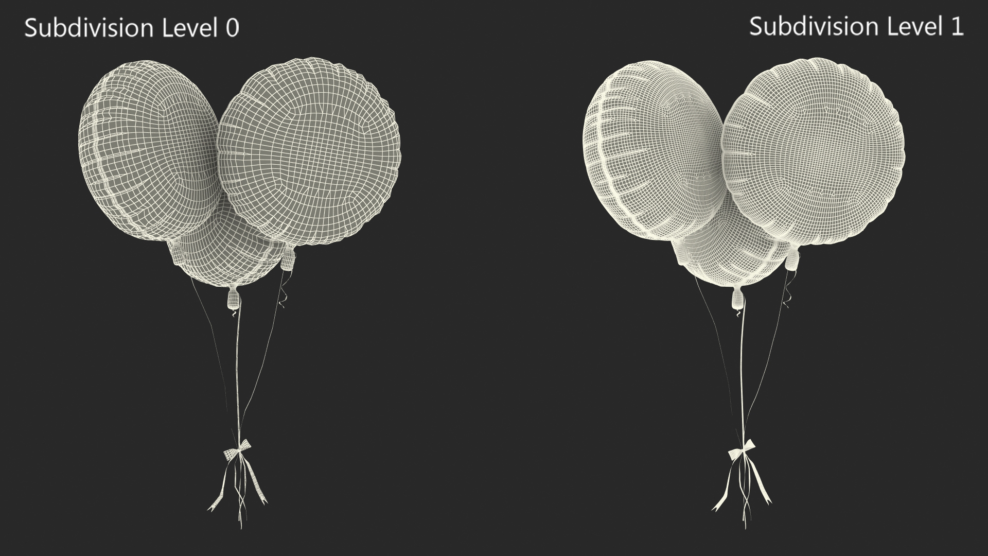 Three Happy Birthday Balloons 3D model