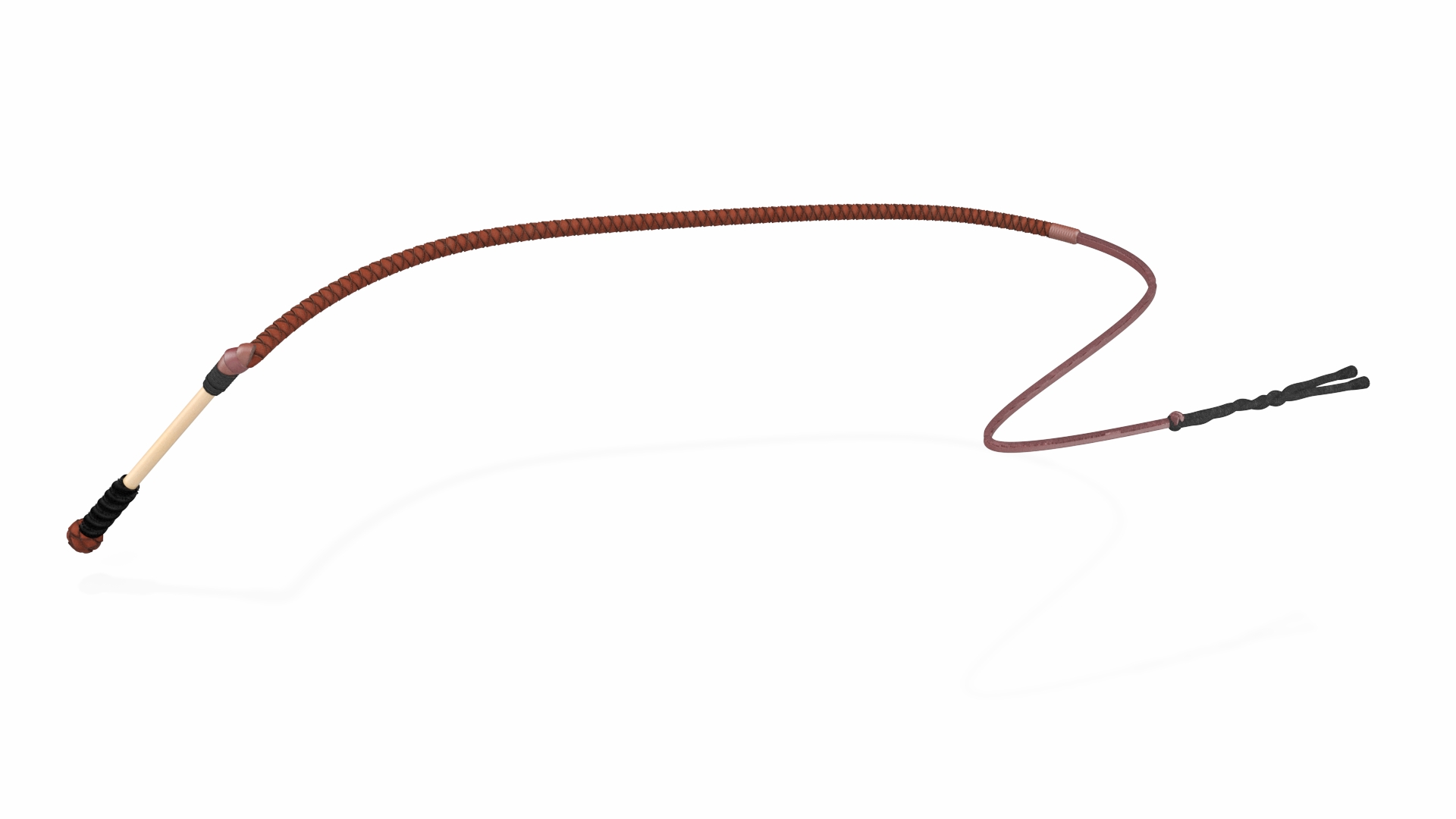 Leather Whip Coiled Brown Rigged 3D