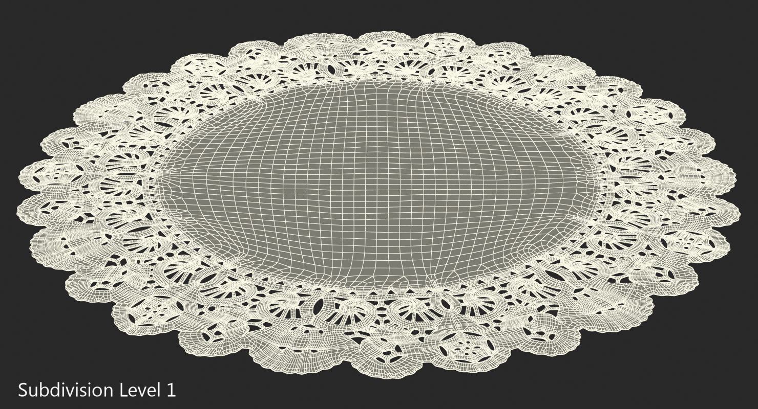 3D Round White Paper Lace Doily model