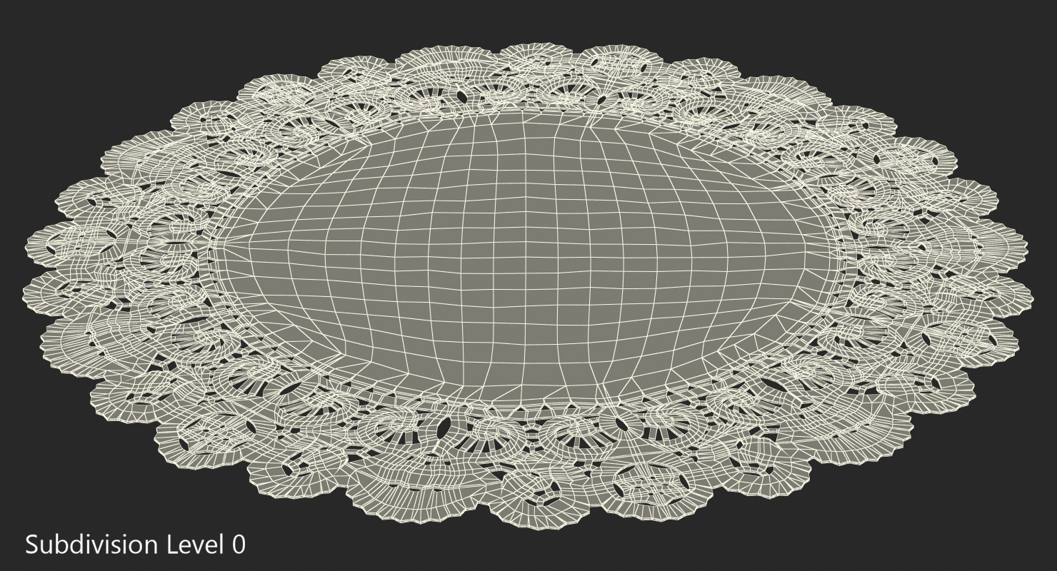 3D Round White Paper Lace Doily model