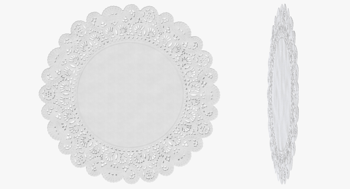 3D Round White Paper Lace Doily model