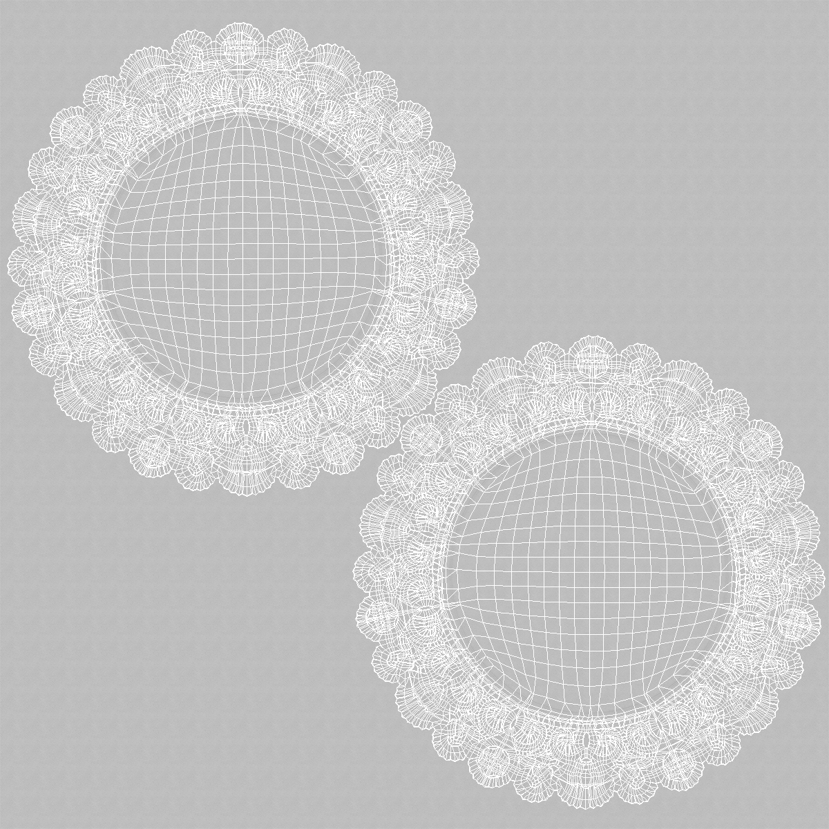 3D Round White Paper Lace Doily model