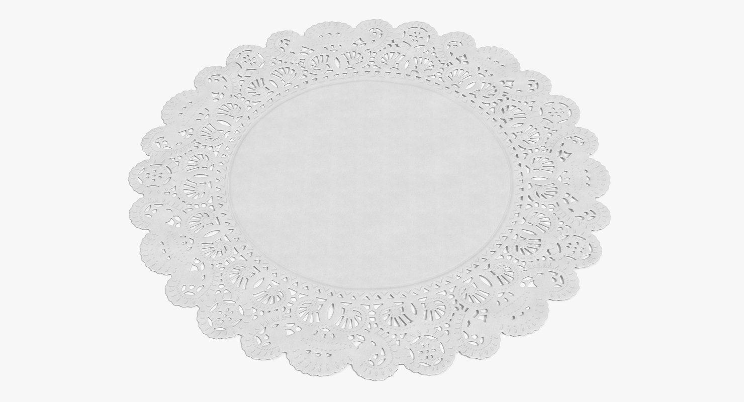 3D Round White Paper Lace Doily model