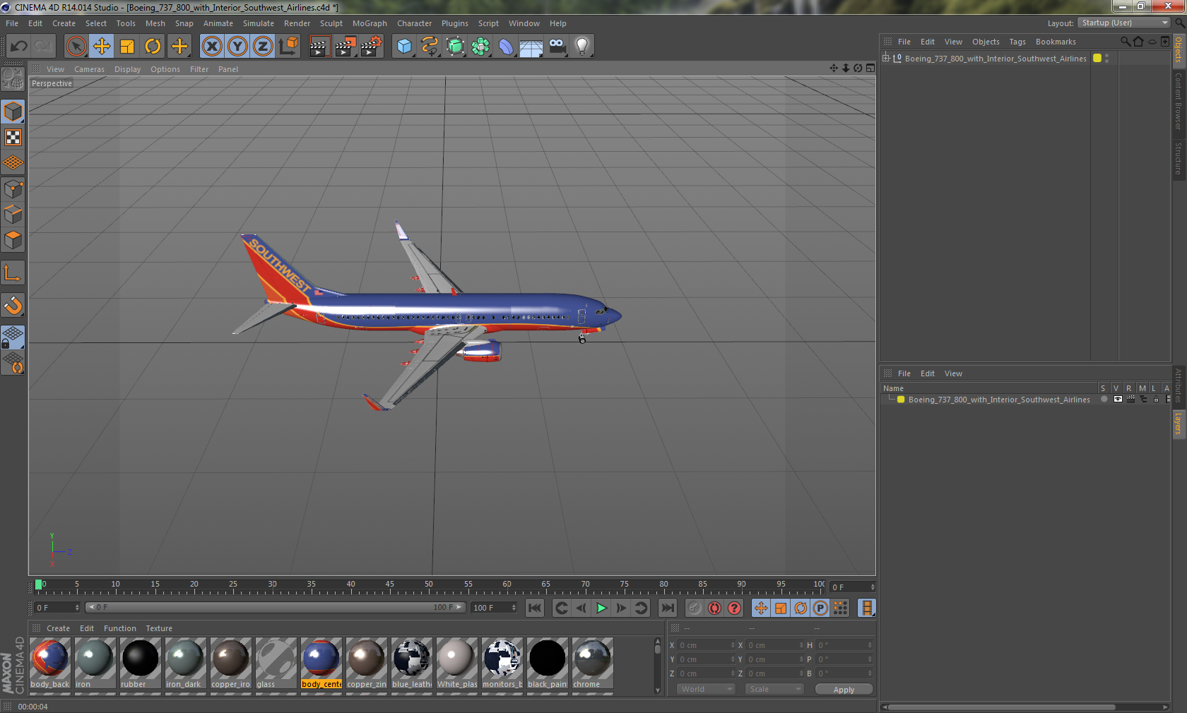 Boeing 737 800 with Interior Southwest Airlines 3D