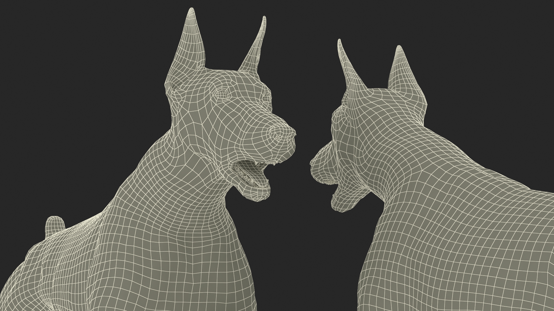 3D model Doberman Dog Brown Running Fur