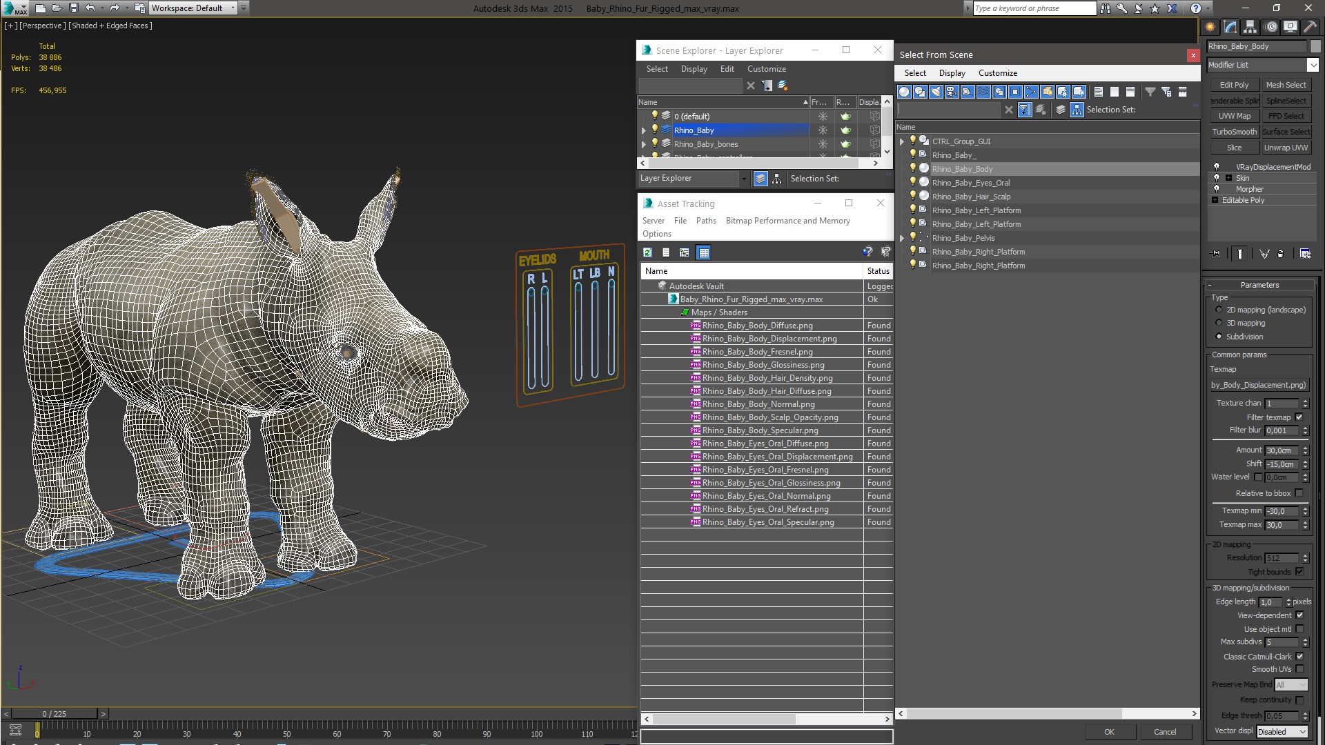 3D Baby Rhino Fur Rigged