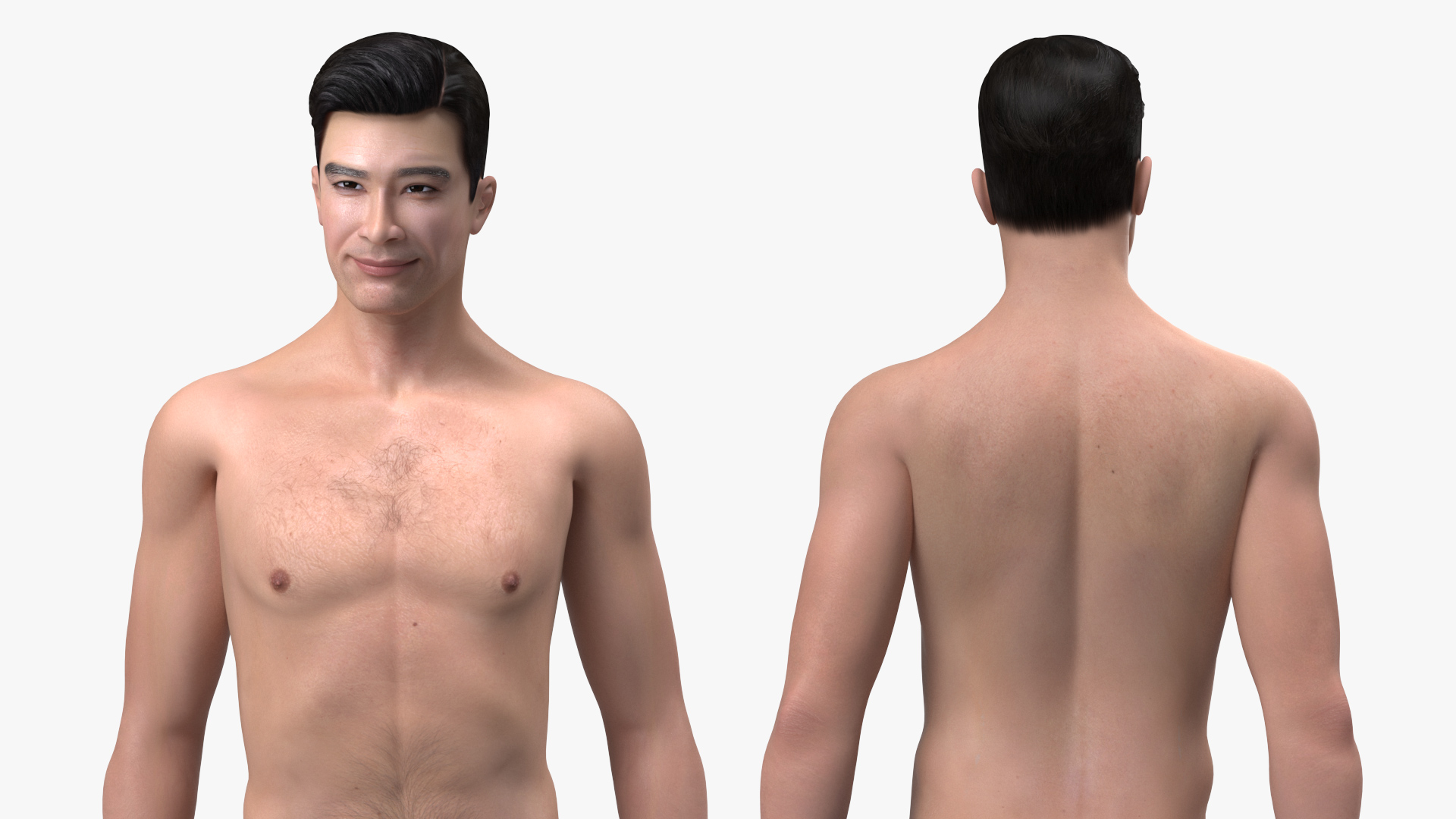 3D Asian Man Underwear Standing Pose model