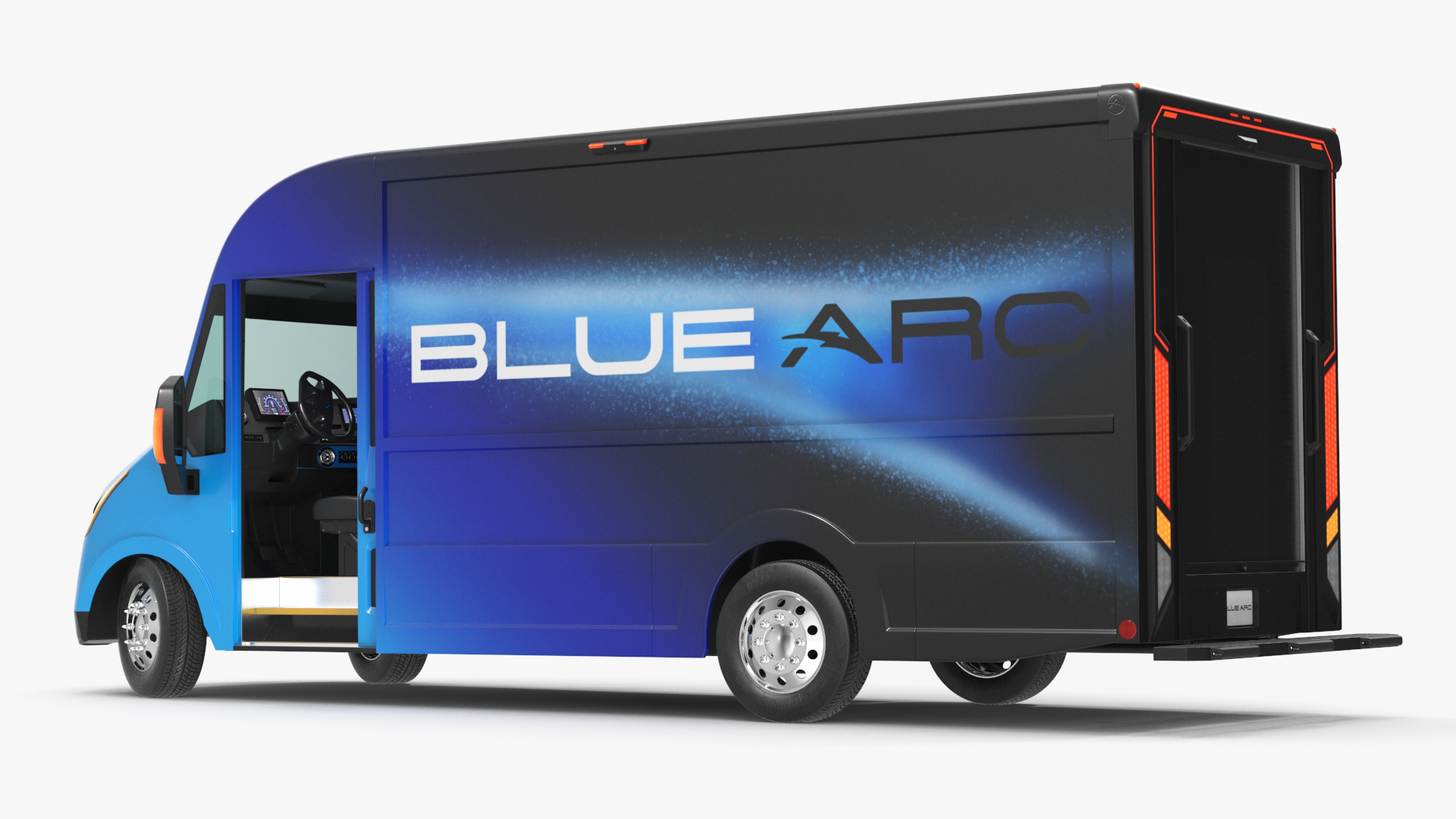 3D Blue Arc Electric Delivery Van Rigged for Cinema 4D