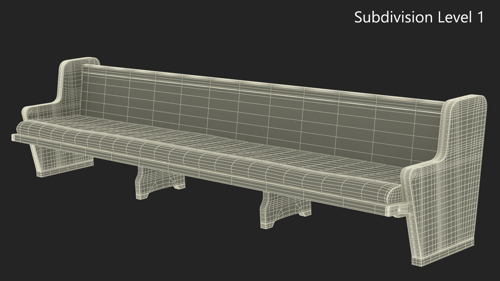 3D Upholstered Church Pew Bench Blue model