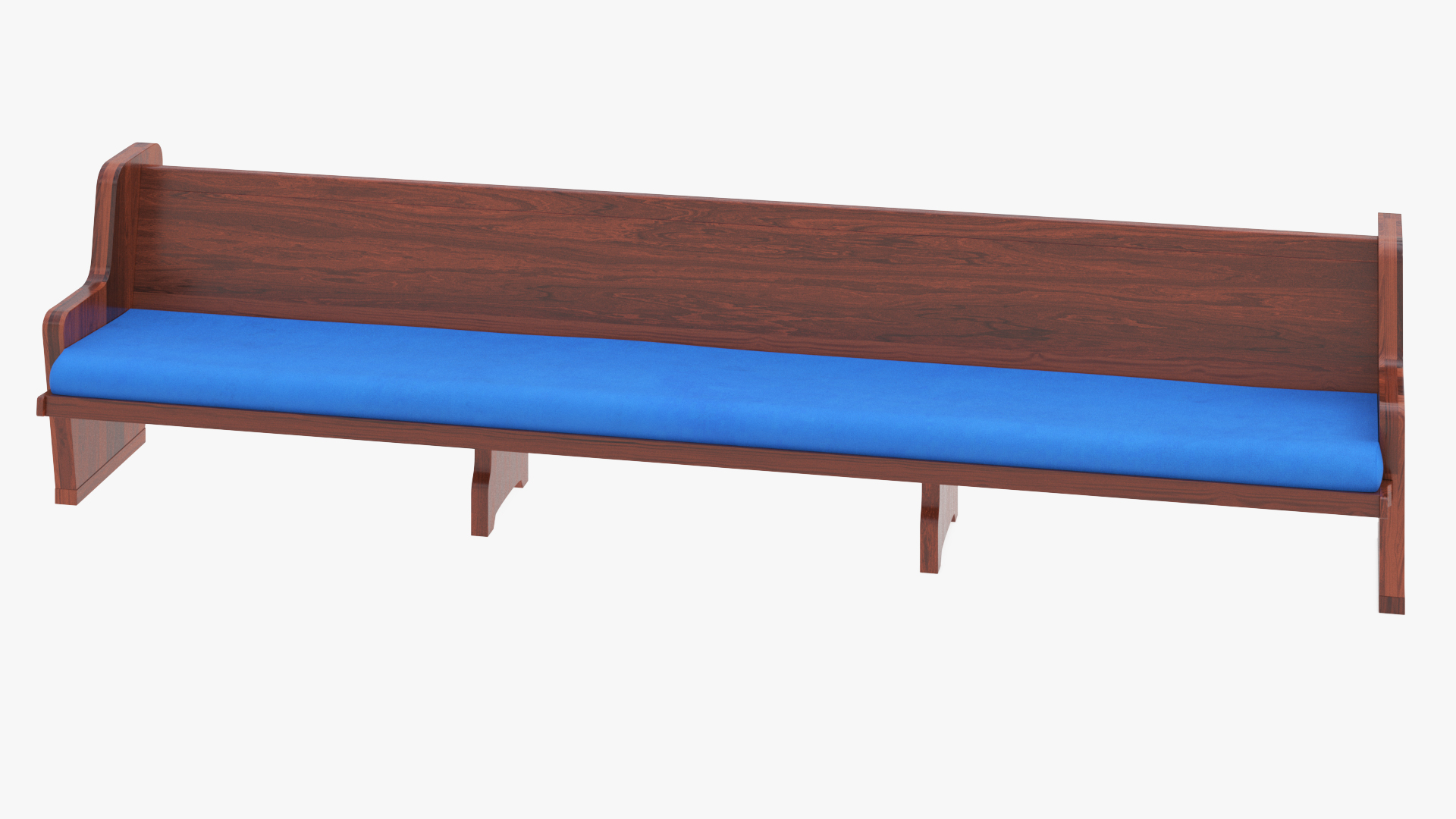 3D Upholstered Church Pew Bench Blue model