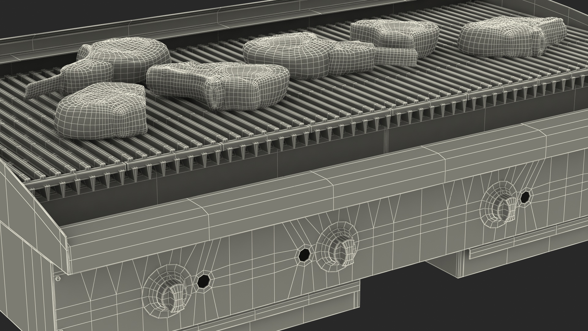 3D Countertop Stainless Steel Charbroiler with Meat model