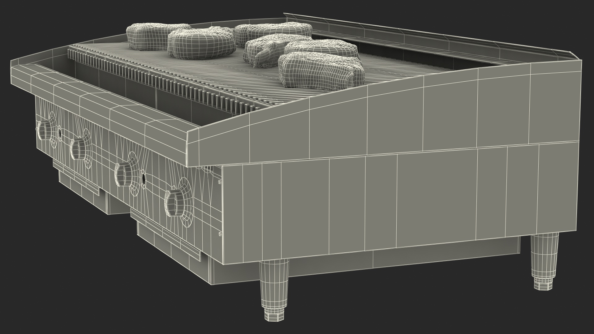 3D Countertop Stainless Steel Charbroiler with Meat model