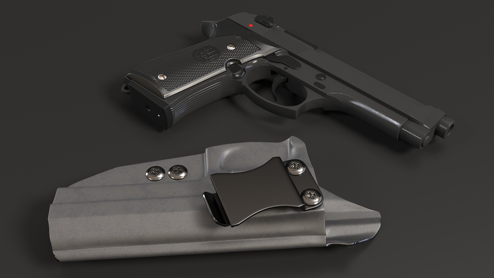 Beretta 92 Pistol With Kydex Holster Black 3D