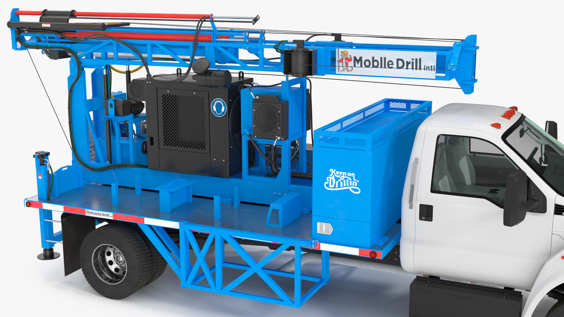 3D model Mobile Drill Truck Mounted Rig Blue