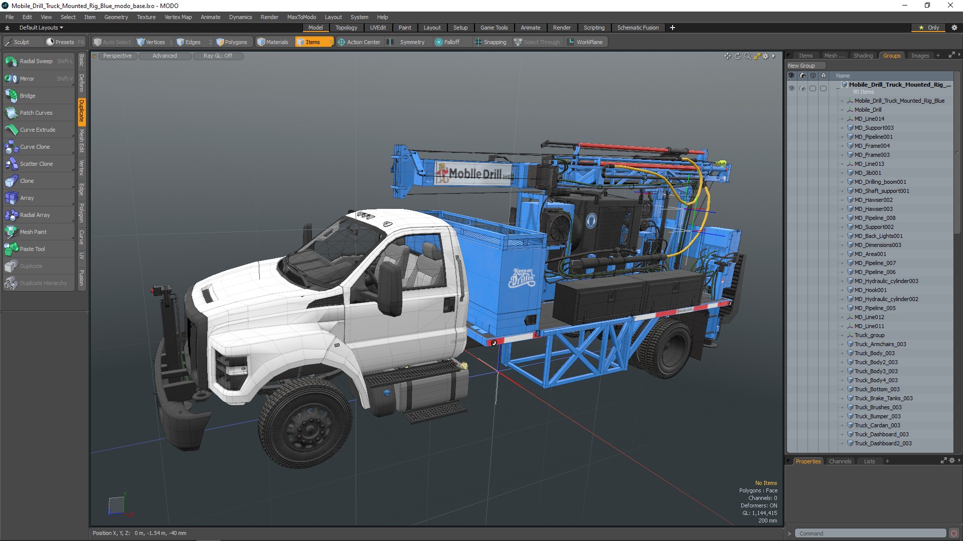 3D model Mobile Drill Truck Mounted Rig Blue