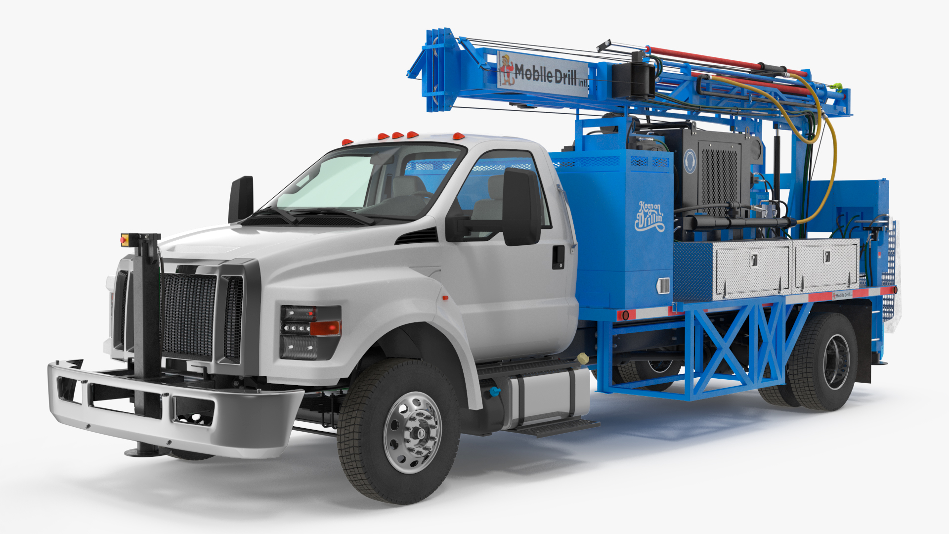 3D model Mobile Drill Truck Mounted Rig Blue