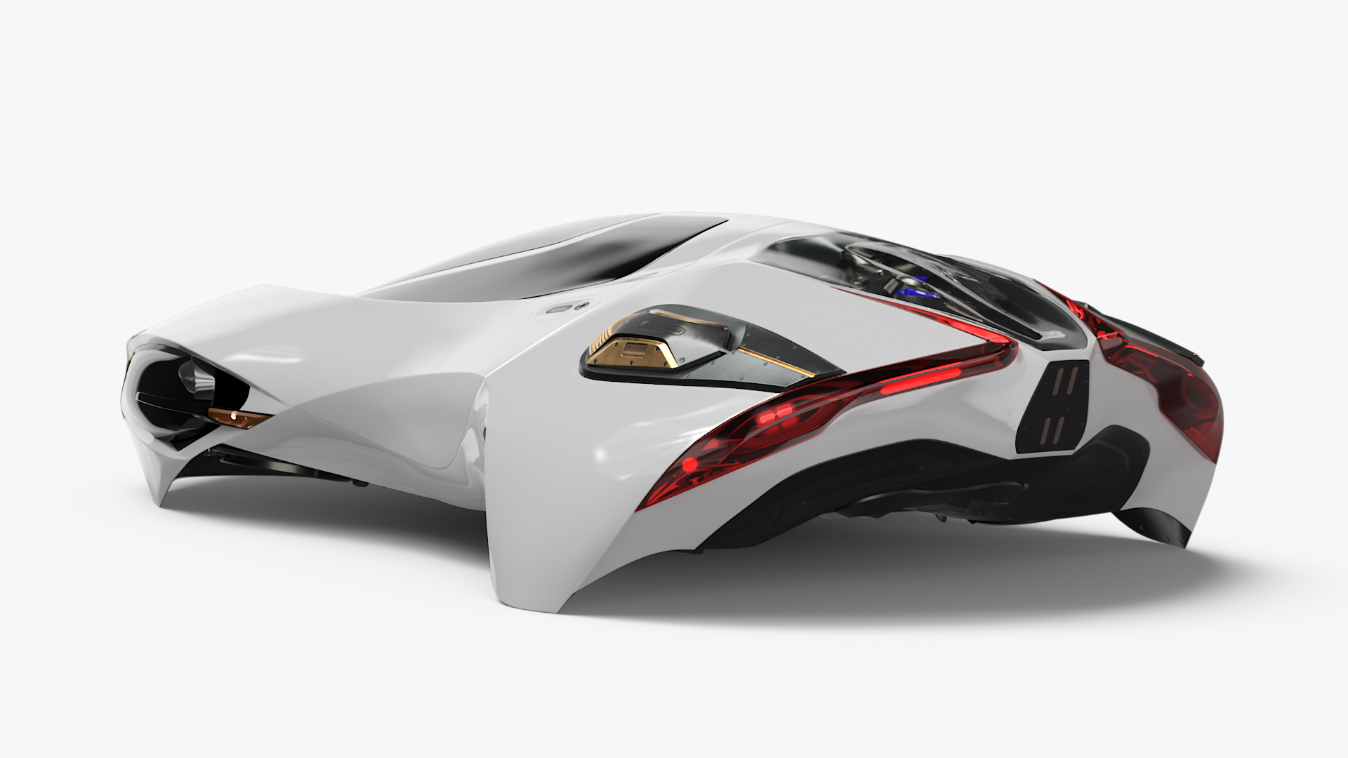 Futuristic Urban Flying Vehicle White 3D