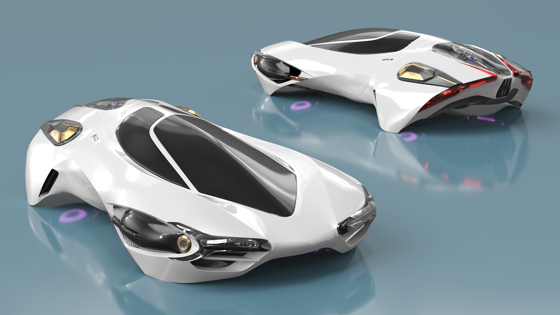 Futuristic Urban Flying Vehicle White 3D