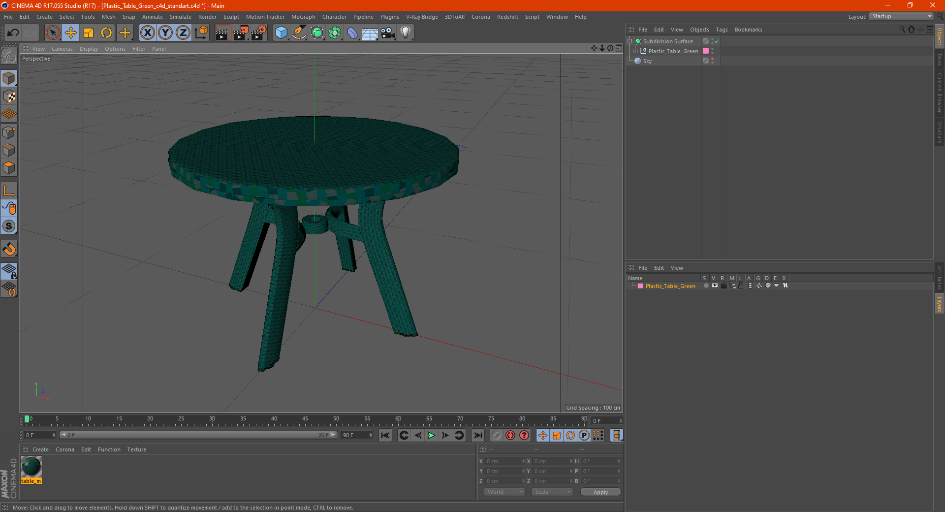 Plastic Table Green 3D model