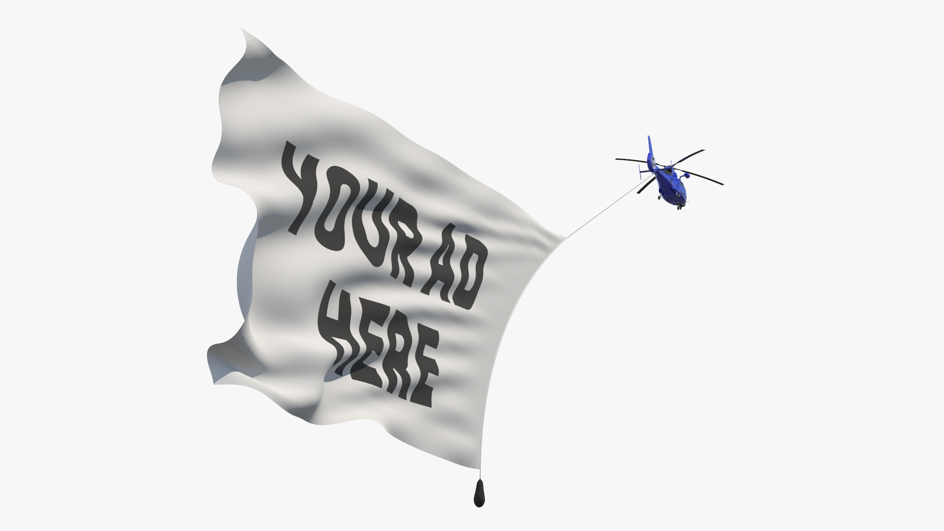 3D Helicopter with Huge Advertising Air Banner model