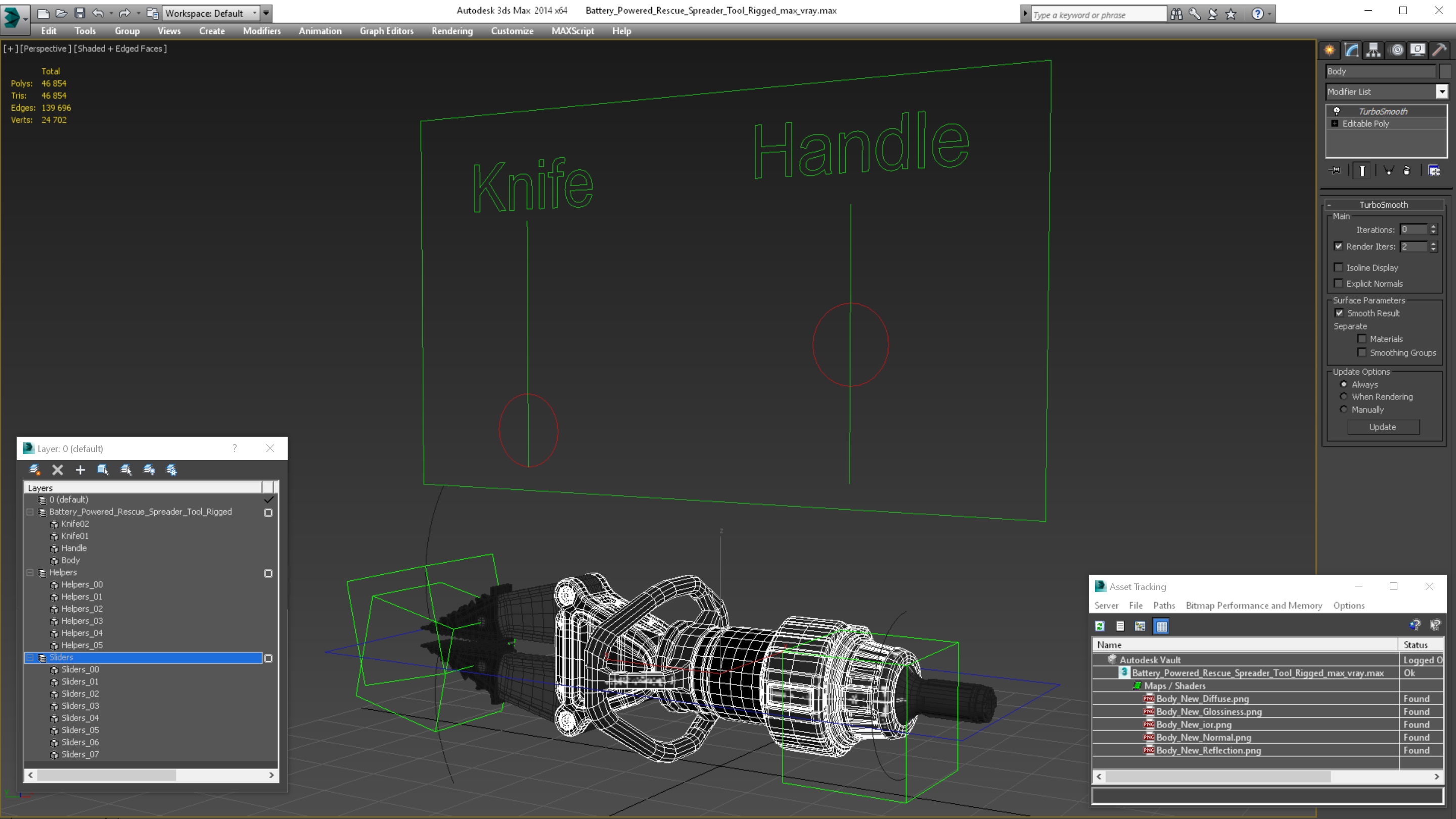 3D Battery Powered Rescue Spreader Tool Rigged model