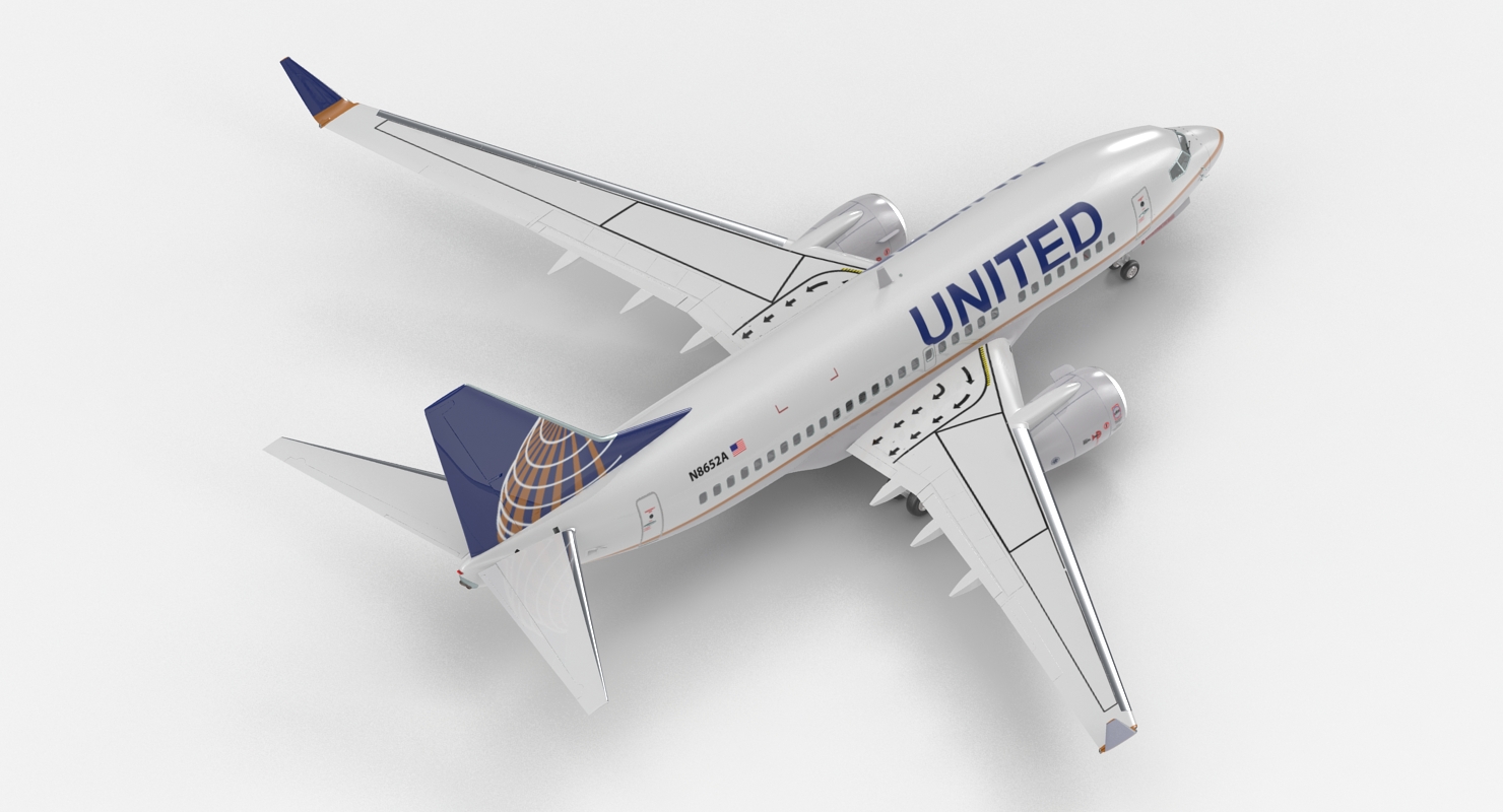 Boeing 737 600 United Airlines Rigged 3D