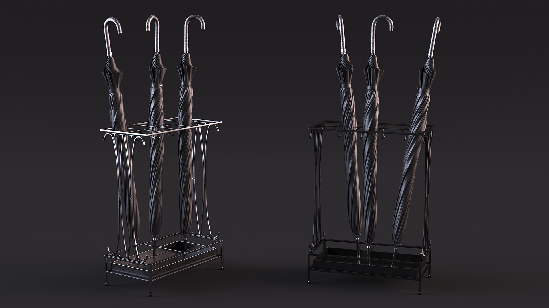 3D Metal Stand with Umbrellas