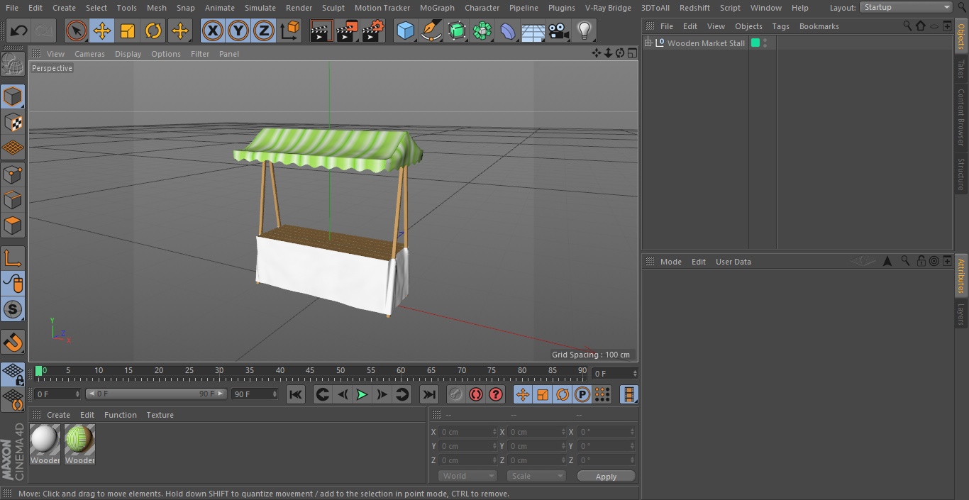 Wooden Market Stall 3D model