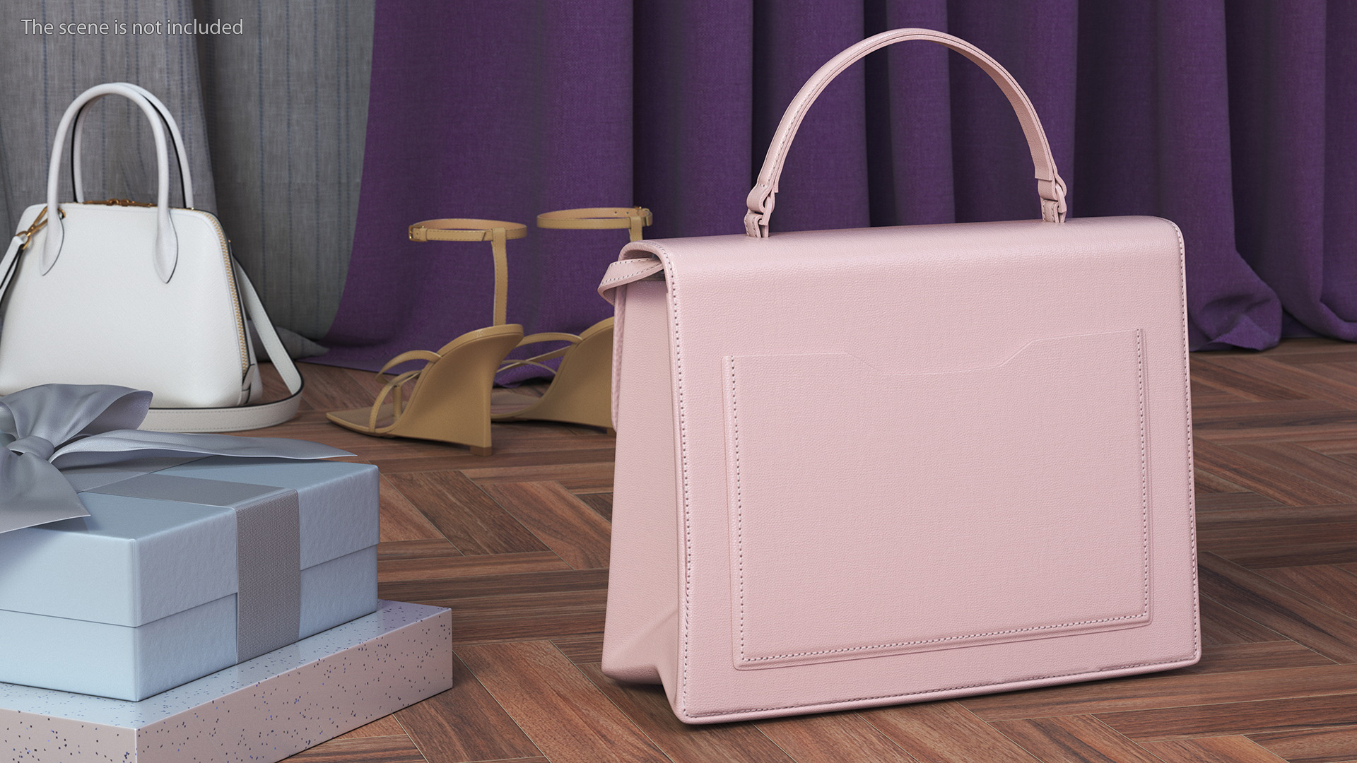 Handbag Off White Pink 3D