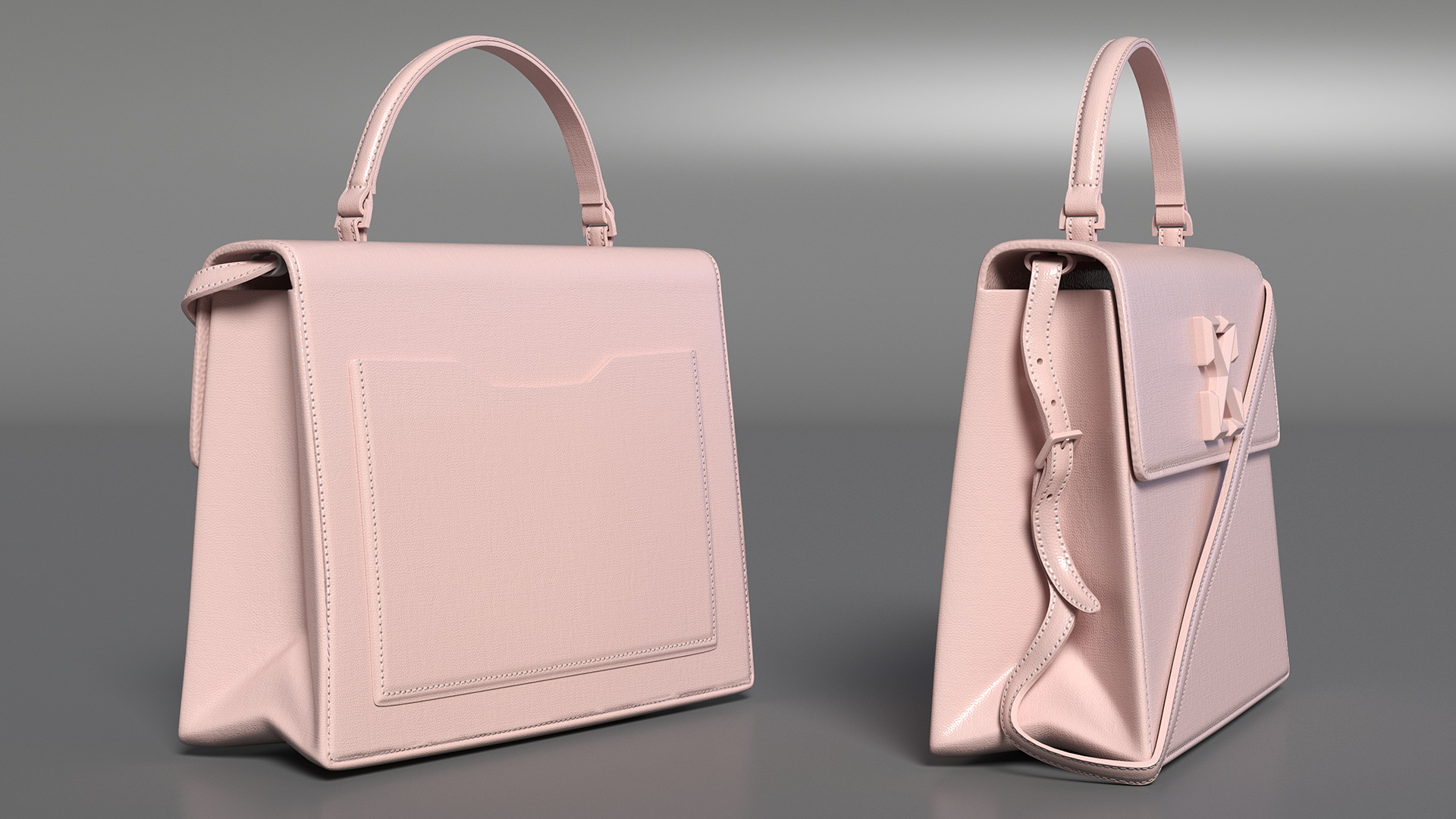 Handbag Off White Pink 3D