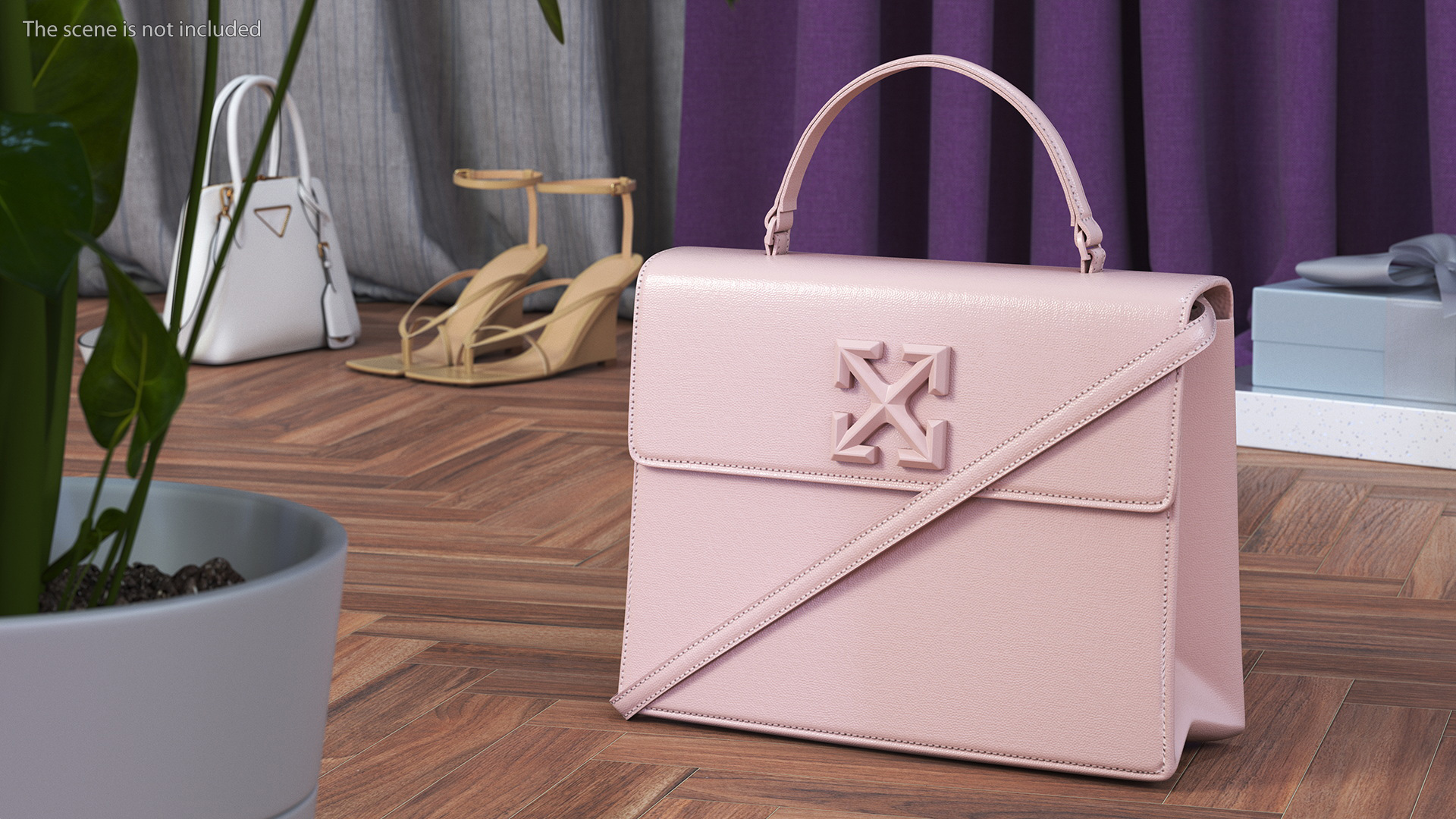 Handbag Off White Pink 3D