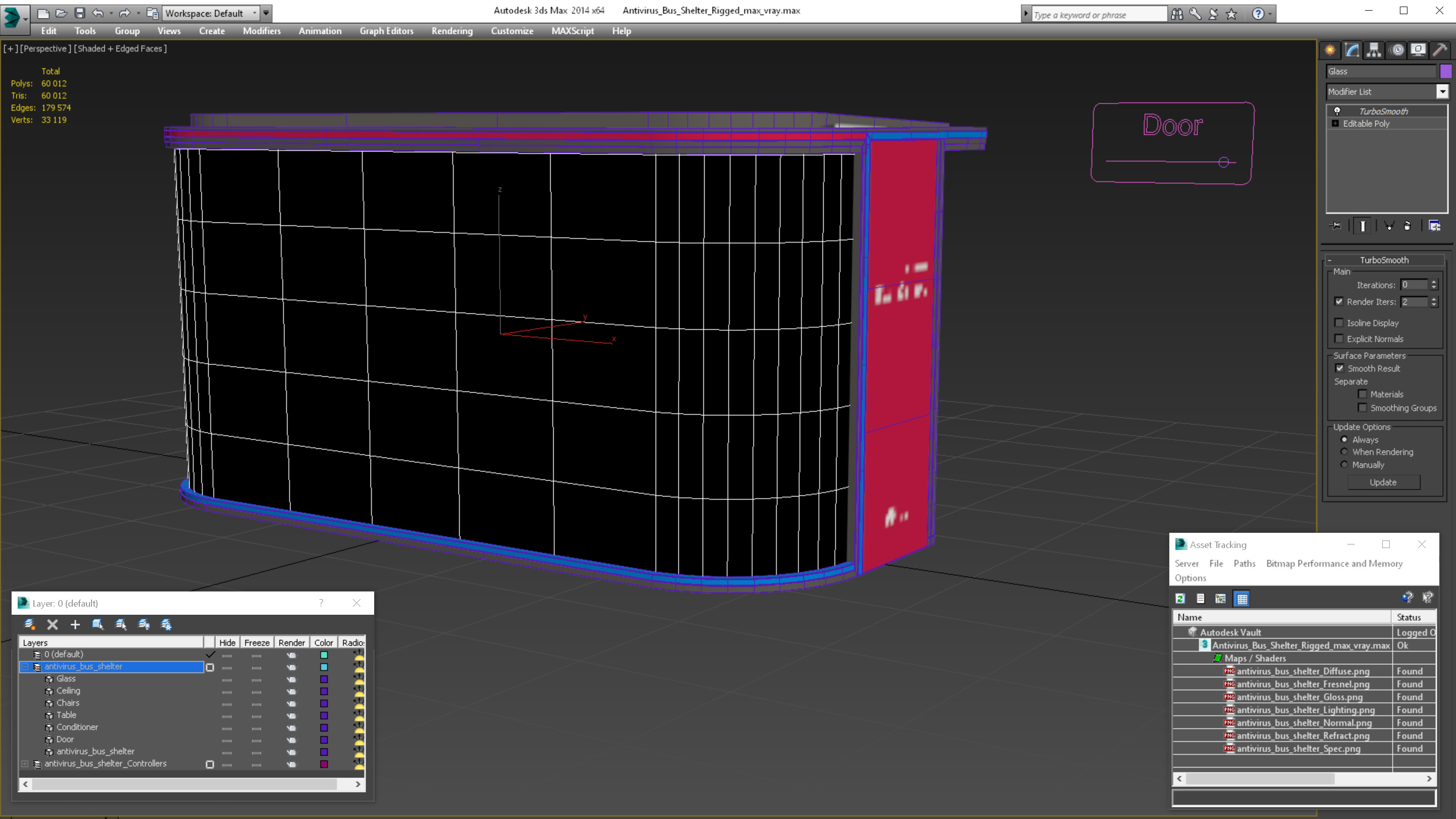 3D Antivirus Bus Shelter Rigged model