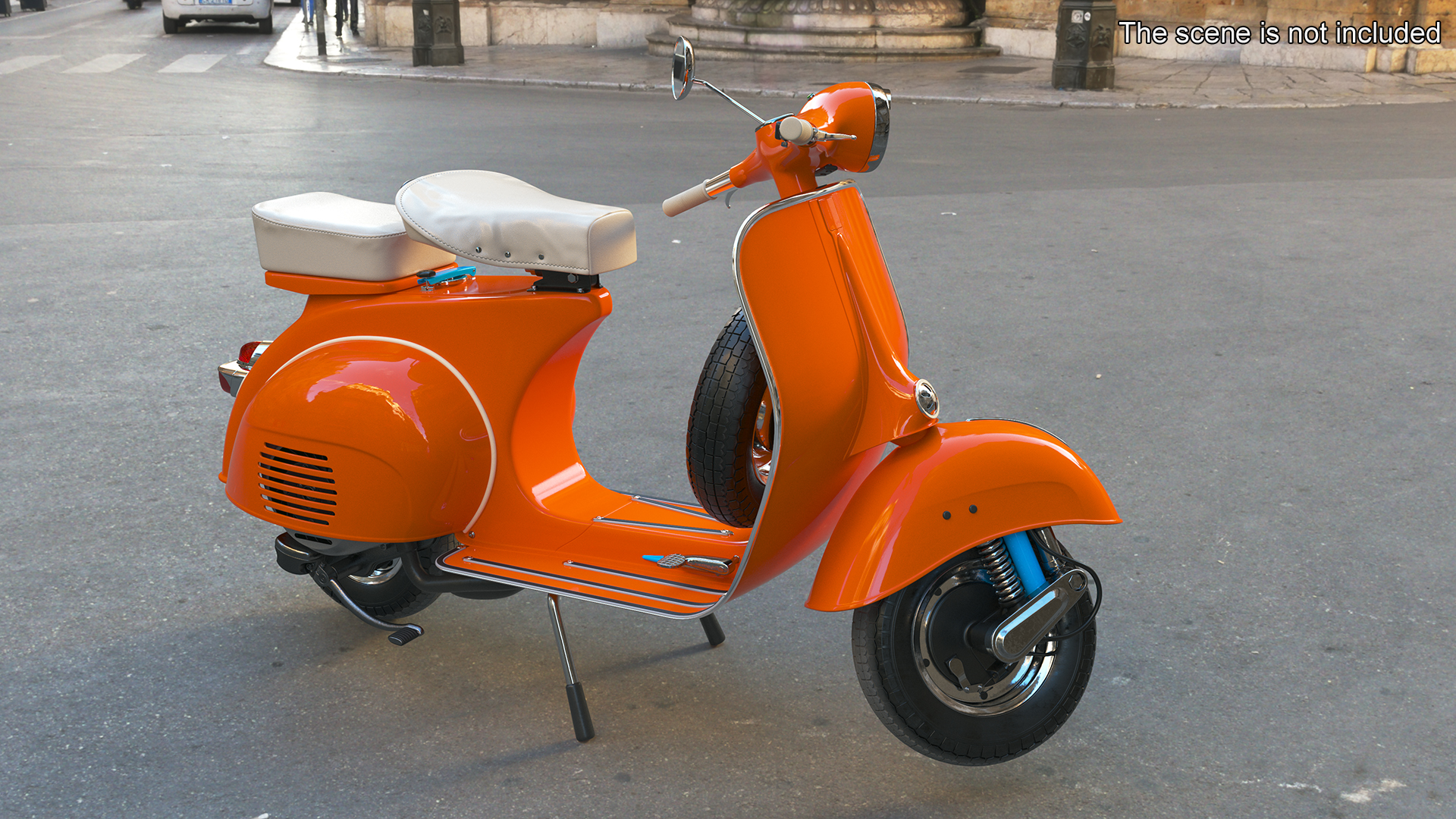 Vintage Scooter Orange Rigged 3D model