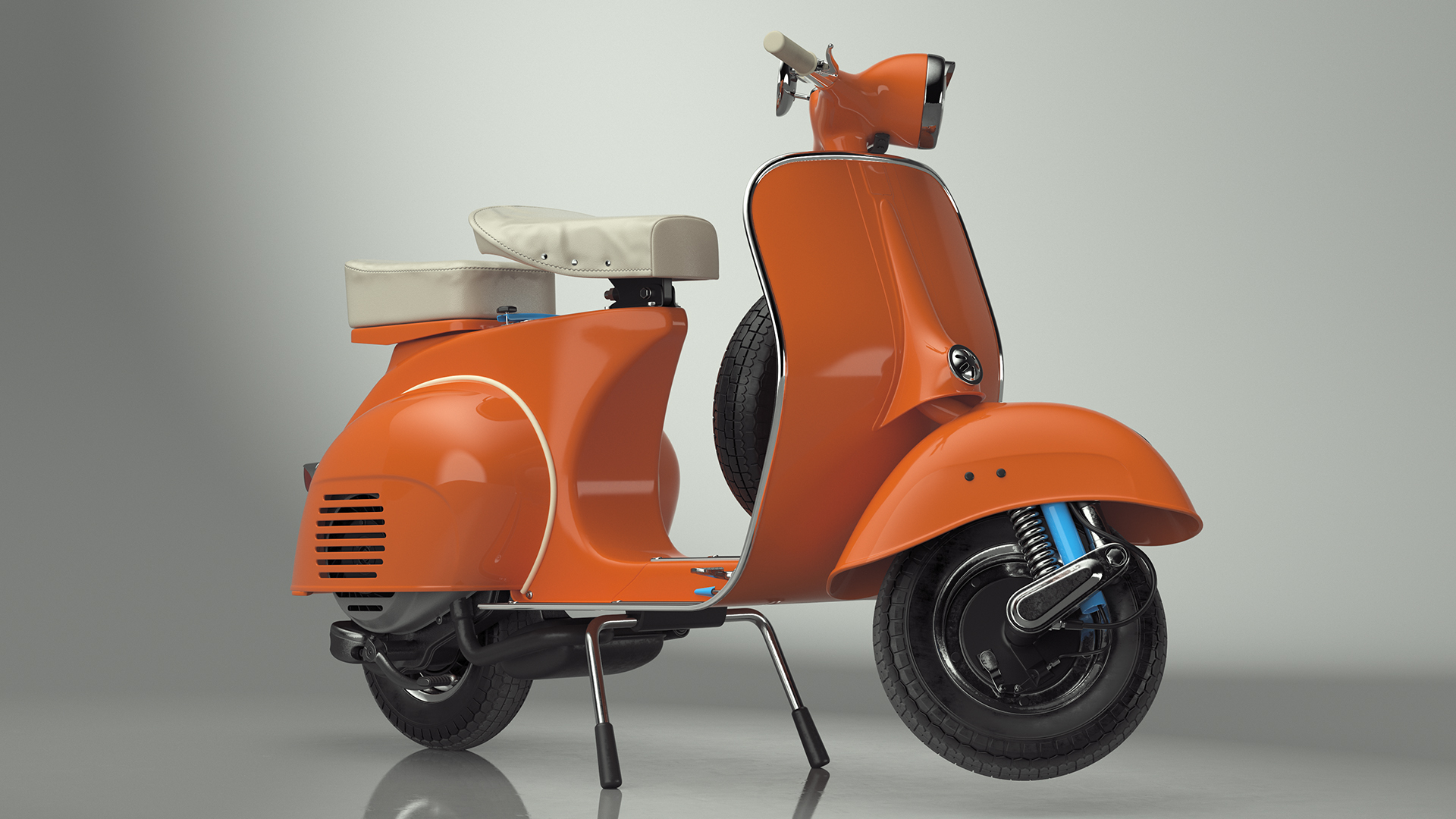 Vintage Scooter Orange Rigged 3D model