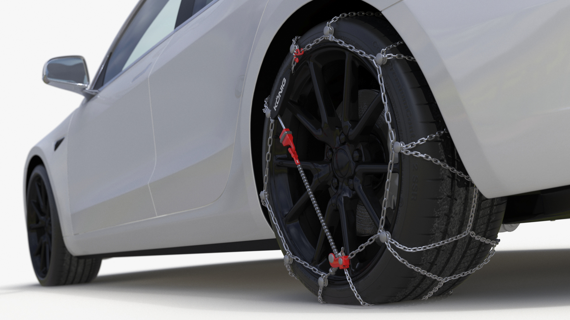 Snow Chains on Tesla Wheels 3D