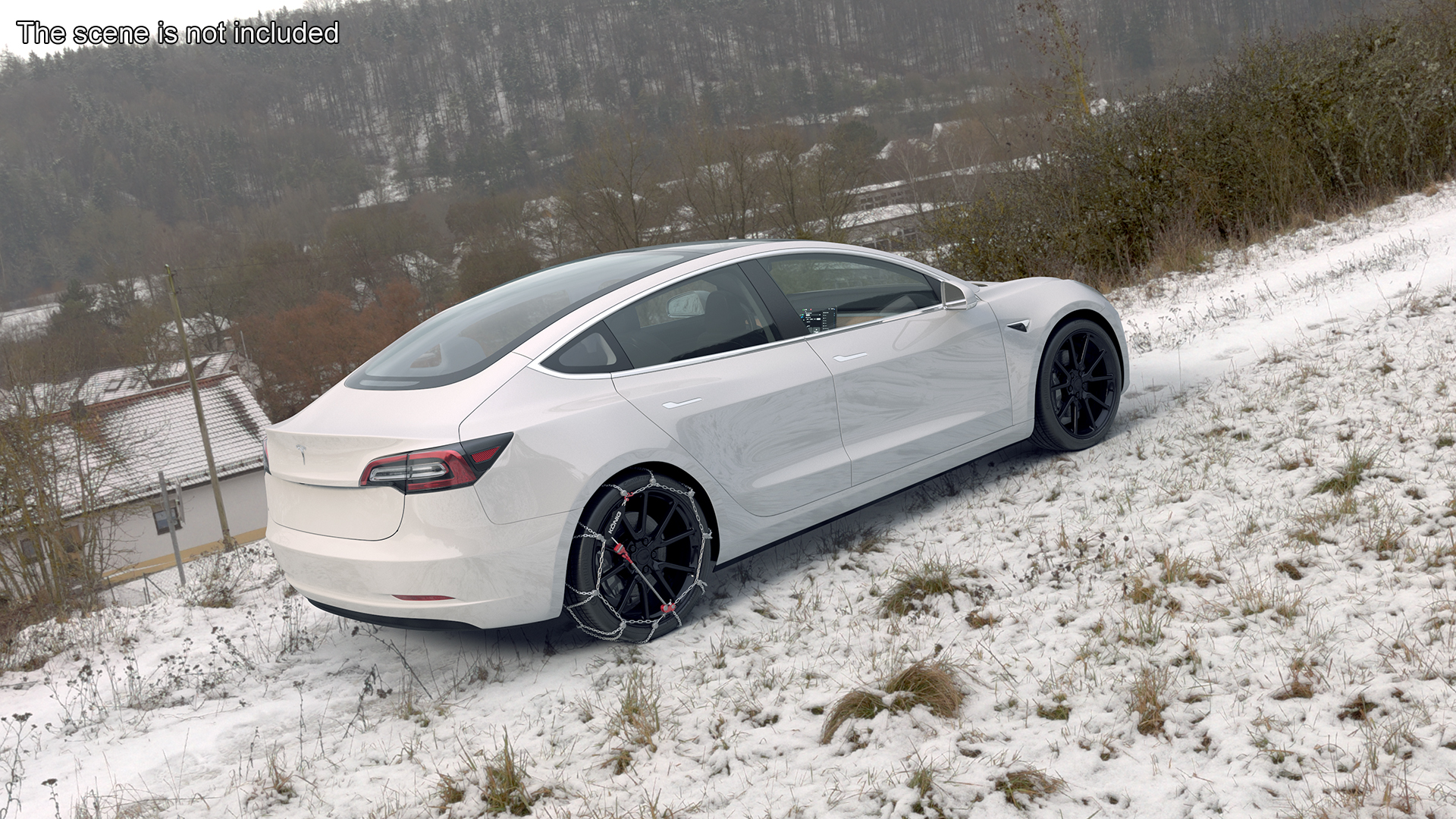 Snow Chains on Tesla Wheels 3D