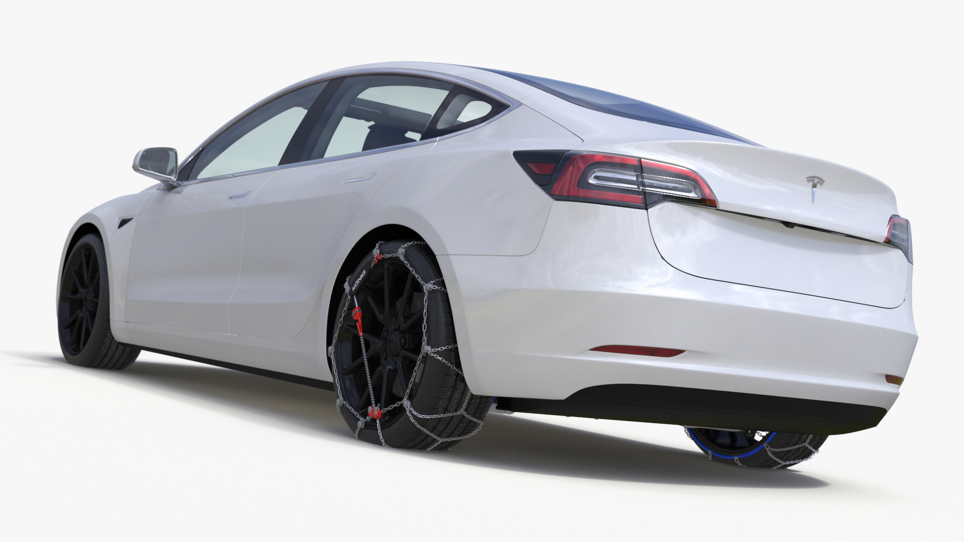 Snow Chains on Tesla Wheels 3D