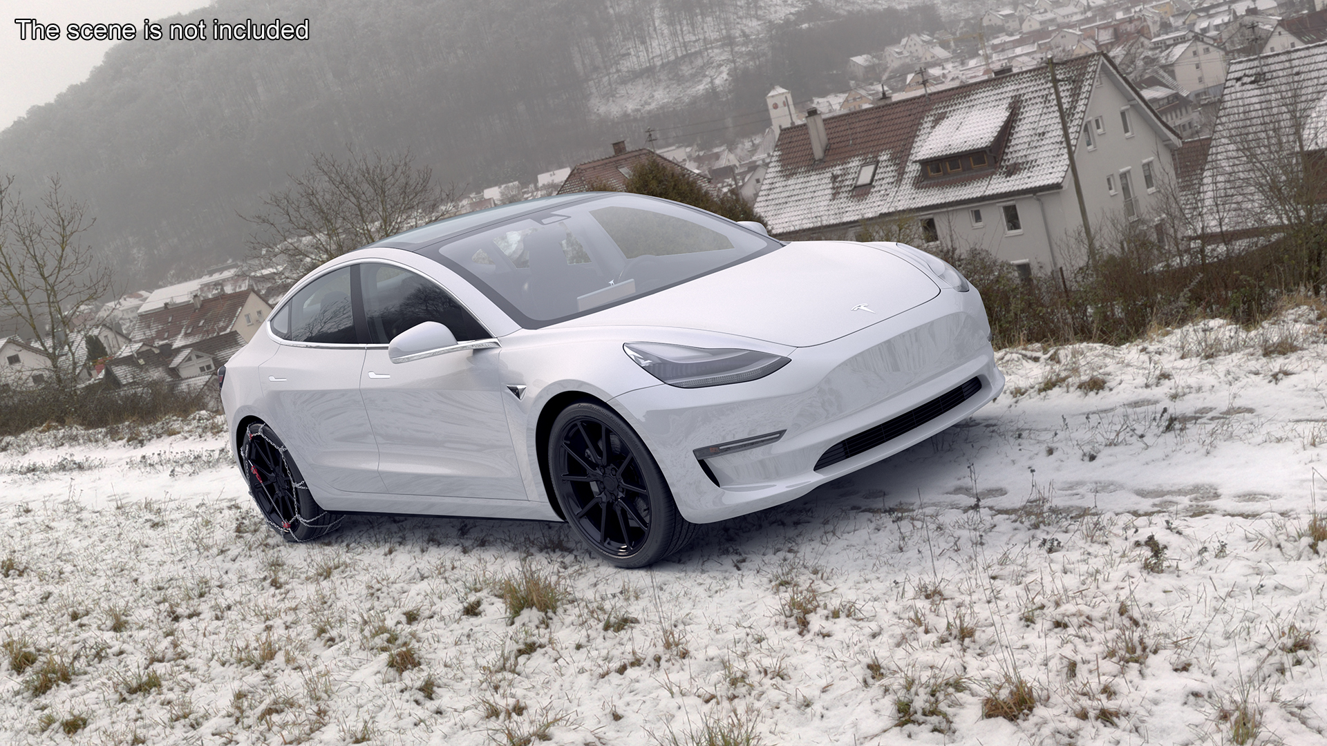 Snow Chains on Tesla Wheels 3D