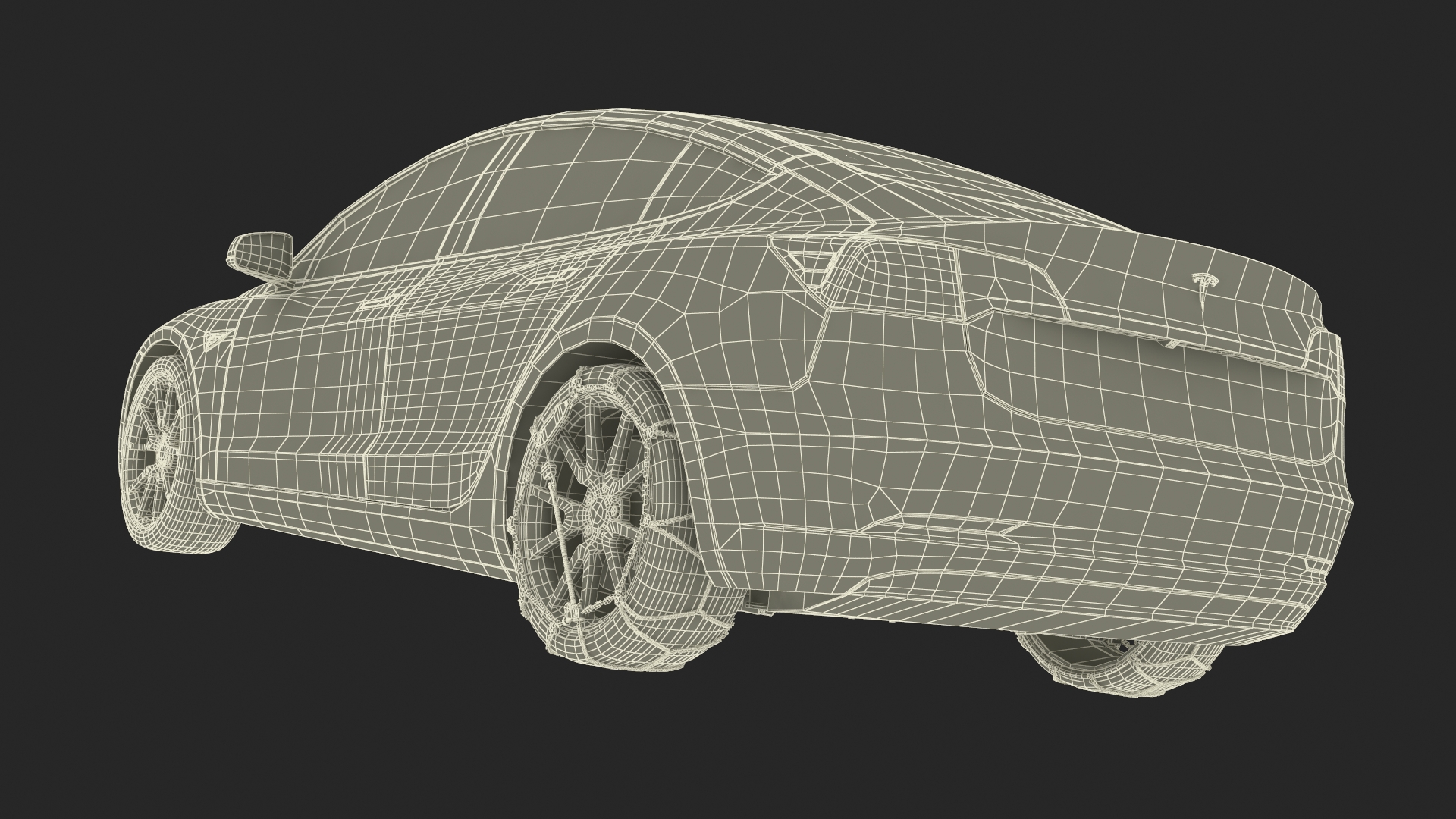 Snow Chains on Tesla Wheels 3D