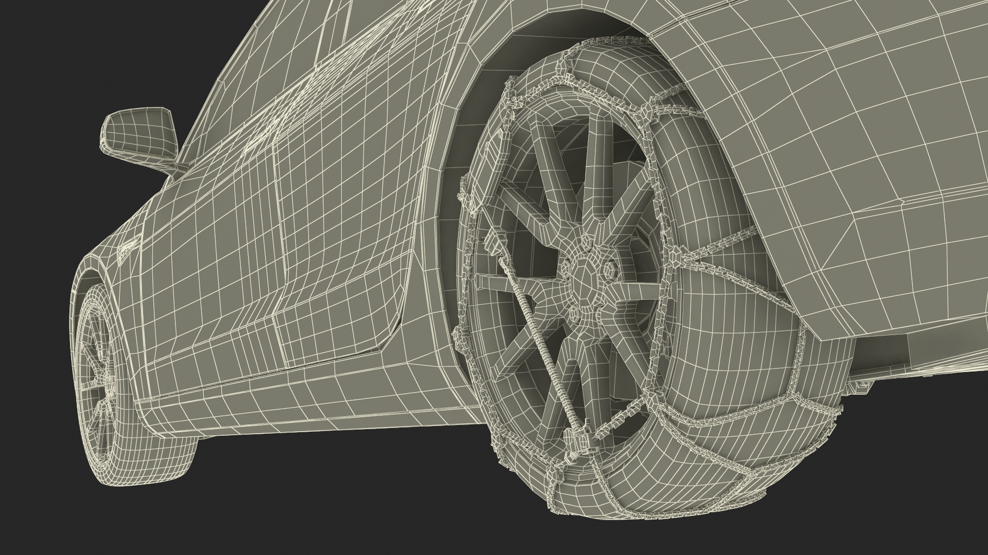 Snow Chains on Tesla Wheels 3D