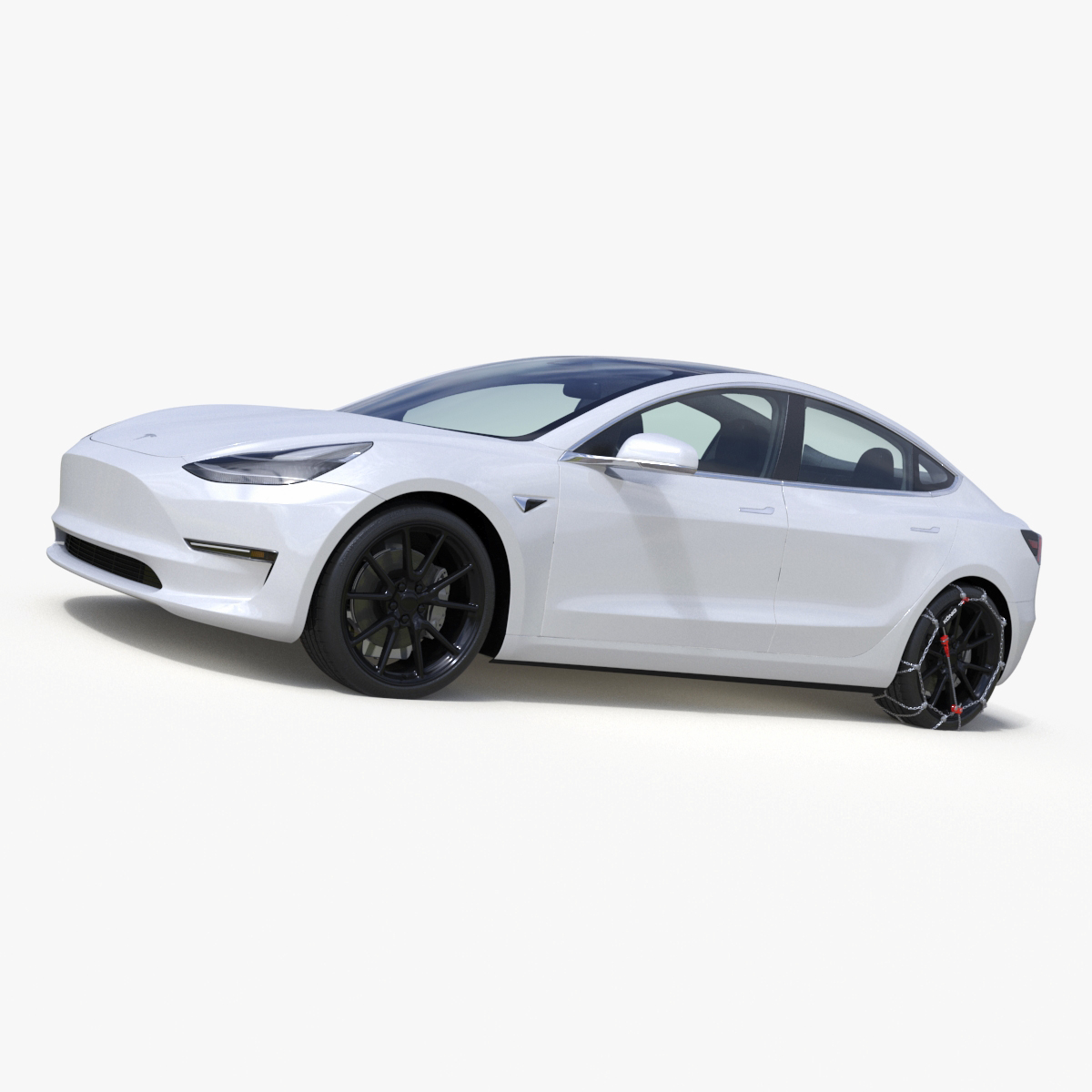 Snow Chains on Tesla Wheels 3D